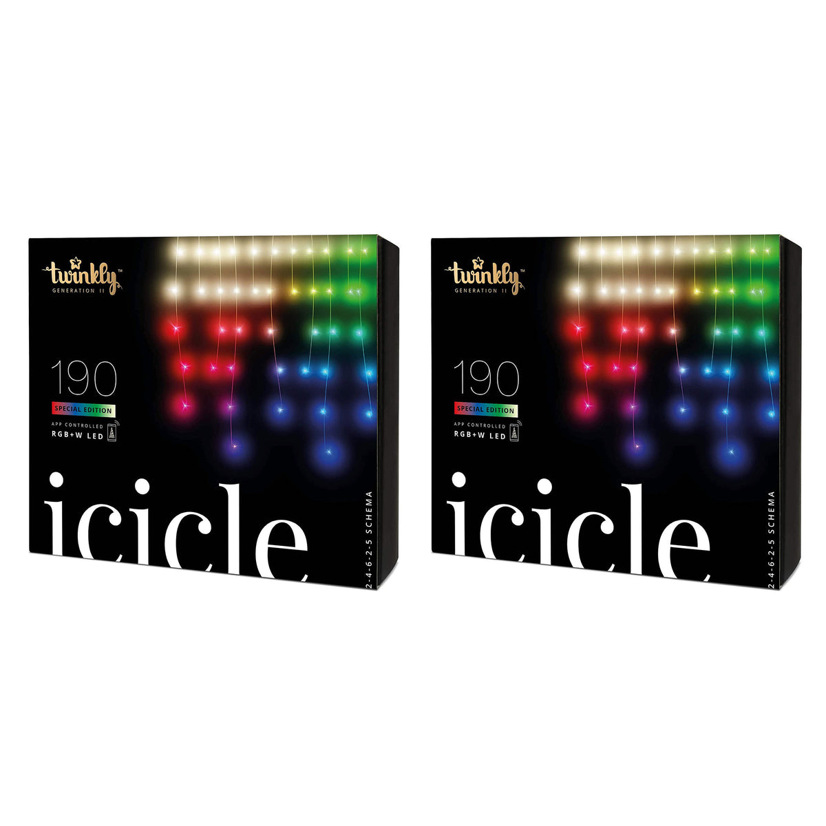 Twinkly Icicle App-Controlled Smart LED Christmas Lights 190 RGB+W (2 Pack)