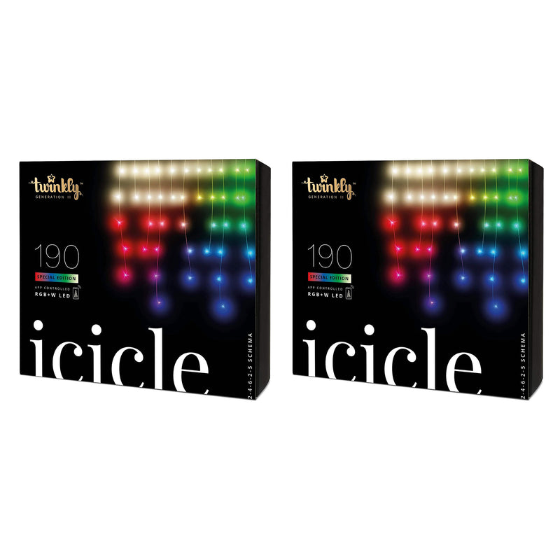 Twinkly Icicle App-Controlled Smart LED Christmas Lights 190 RGB+W (2 Pack)