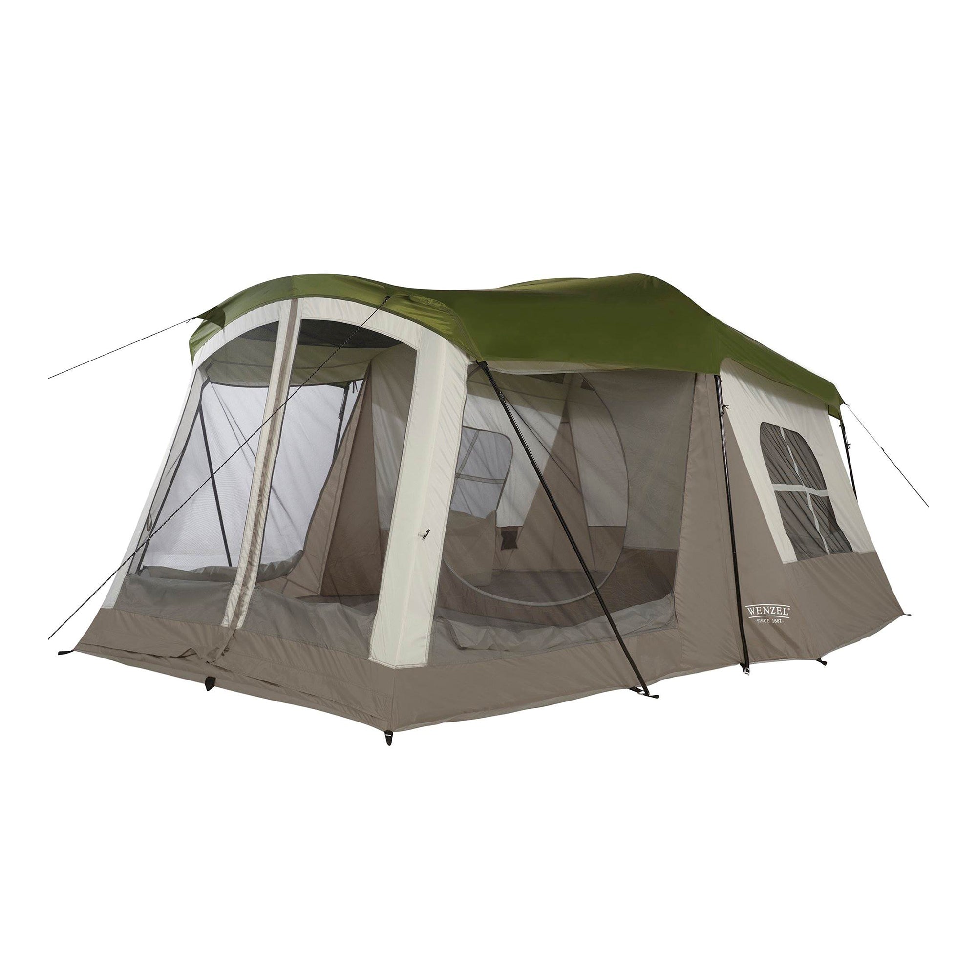 Insta-Bed Queen Air Bed, 6 Piece Queen Bedding, and Wenzel Klondike Camping Tent