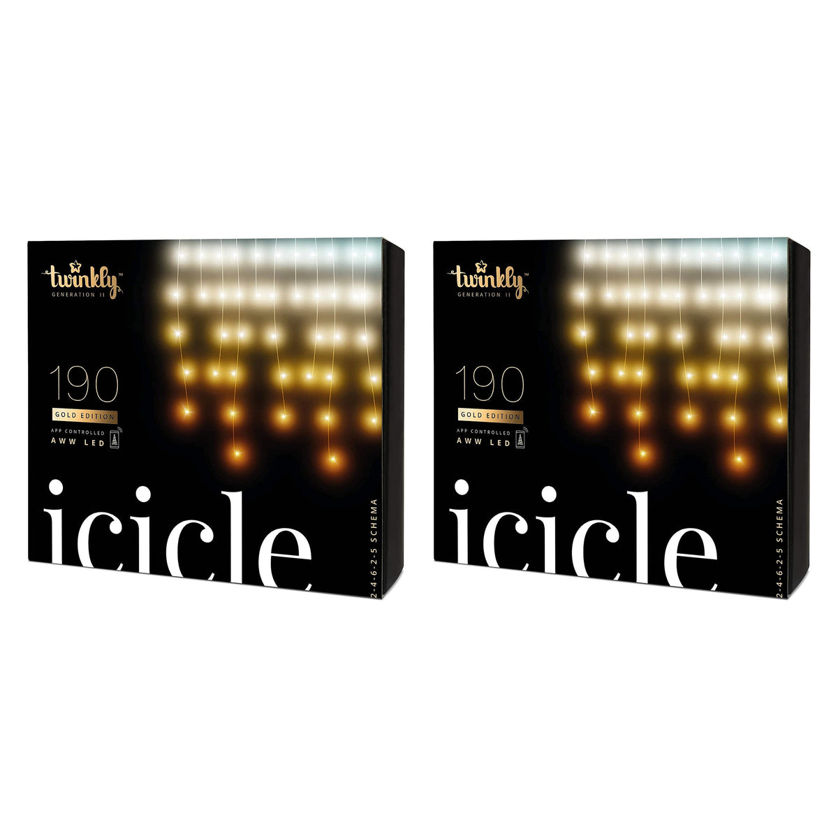 Twinkly Icicle App-Controlled Smart LED Christmas Lights 190 Amber/White (2Pack)
