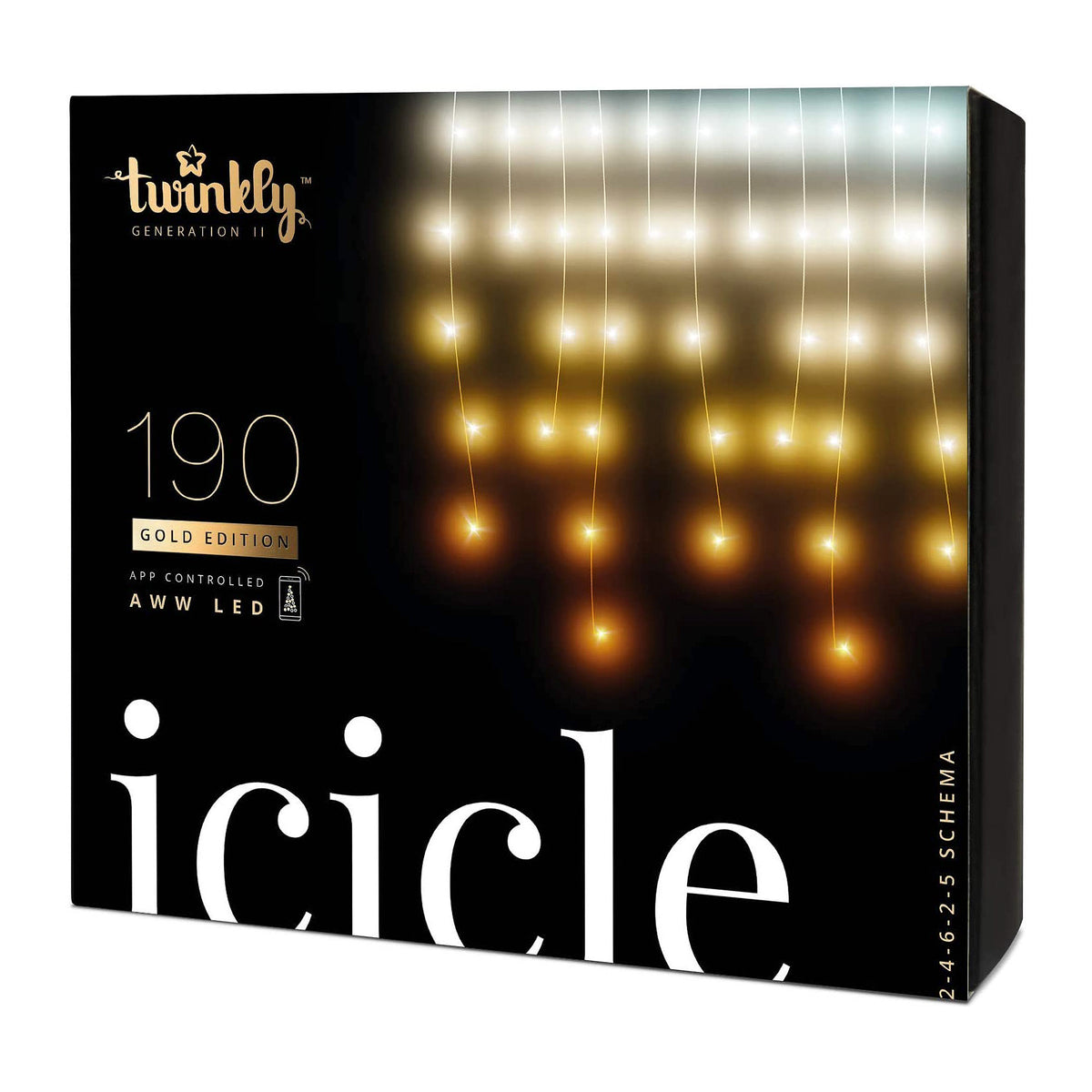 Twinkly Icicle App-Controlled Smart LED Christmas Lights 190 Amber/White (2Pack)