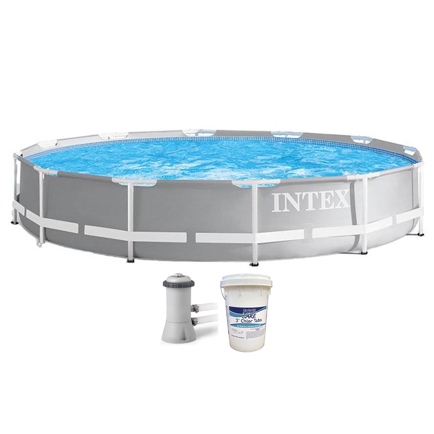 Intex 26711EH 12' x 30" Frame Above Ground Swimming Pool w/ Pump & Chlorine Tabs