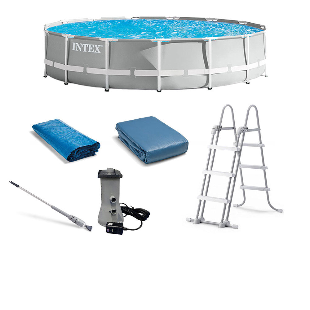 Intex 15ft x 42in Prism Frame Swimming Pool Set with Rechargeable Pool Vacuum - VMInnovations
