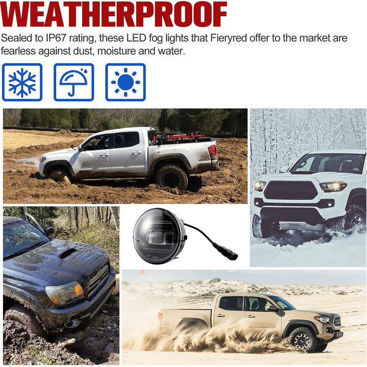 Fieryred LED Fog Light, Compatible w/ Tacoma, Tundra, & Solara, Bumper Placement - VMInnovations