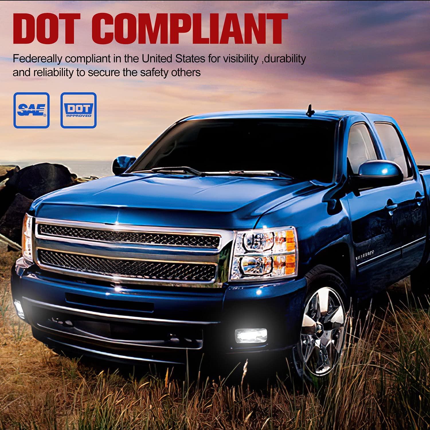 Fieryred LED Fog Light, Compatible w/ Tahoe and Yukon, Bumper Placement, Black - VMInnovations