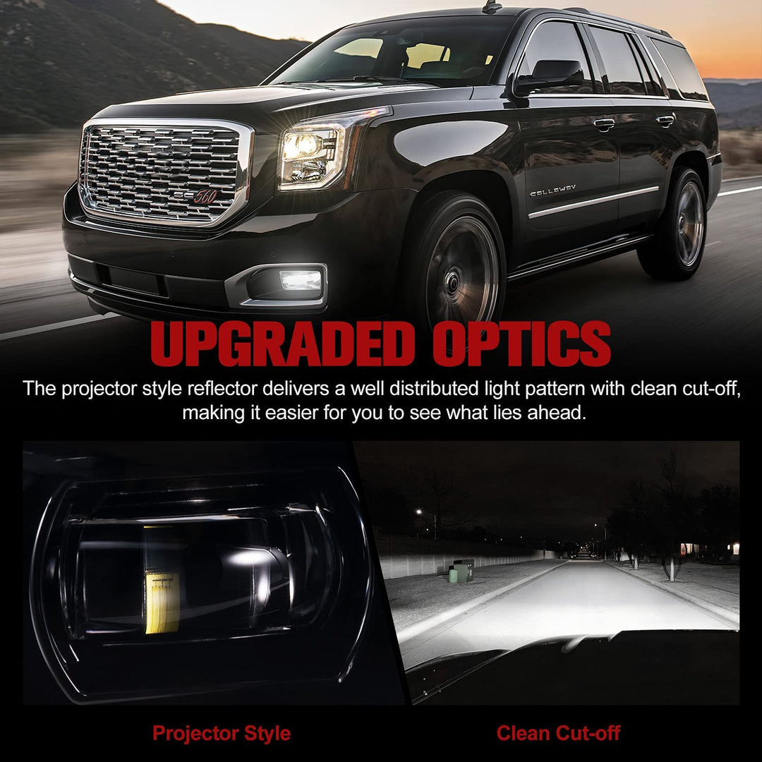 Fieryred LED Fog Light, Compatible w/ Tahoe and Yukon, Bumper Placement, Black - VMInnovations