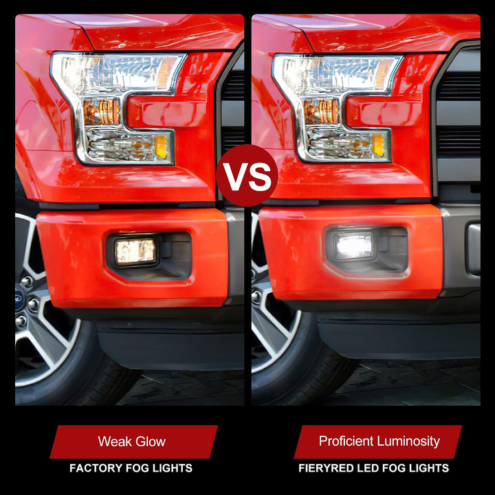 Fieryred LED Fog Light, Compatible with 2015-2019 F150, Bumper Placement, Black - VMInnovations