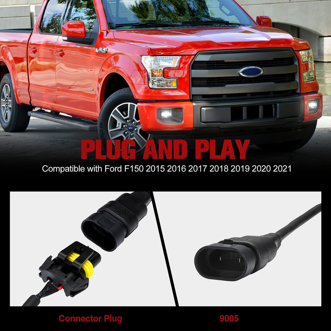 Fieryred LED Fog Light, Compatible with 2015-2019 F150, Bumper Placement, Black - VMInnovations