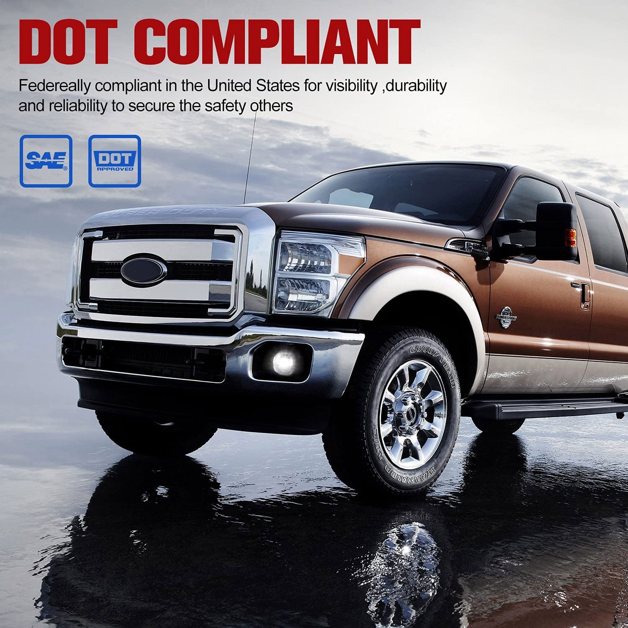 Fieryred LED Fog Light, Compatible w/F250, F350, and F450, Front (Open Box)