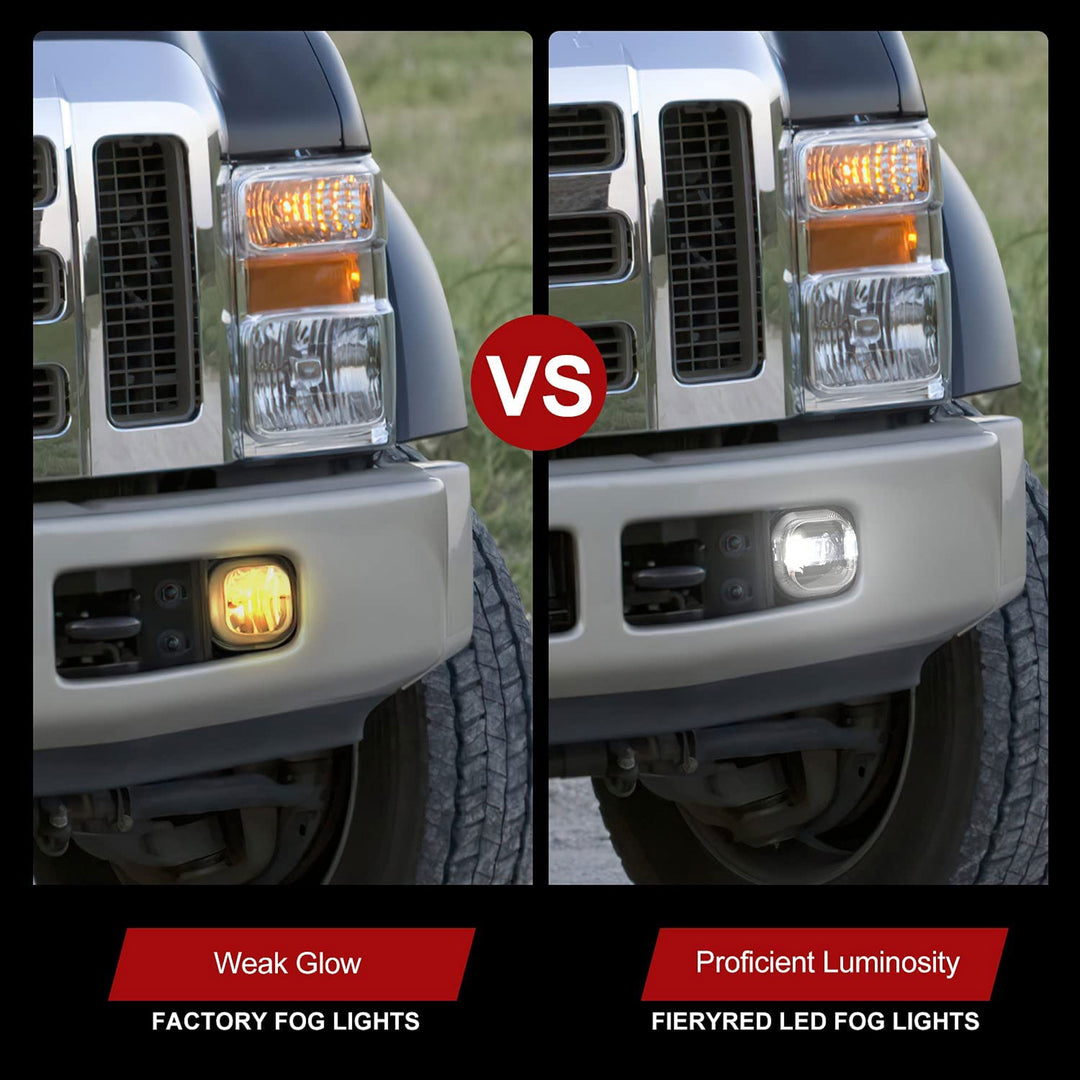 Fieryred LED Fog Light, Compatible with F250, F350, and F450, Front Placement - VMInnovations