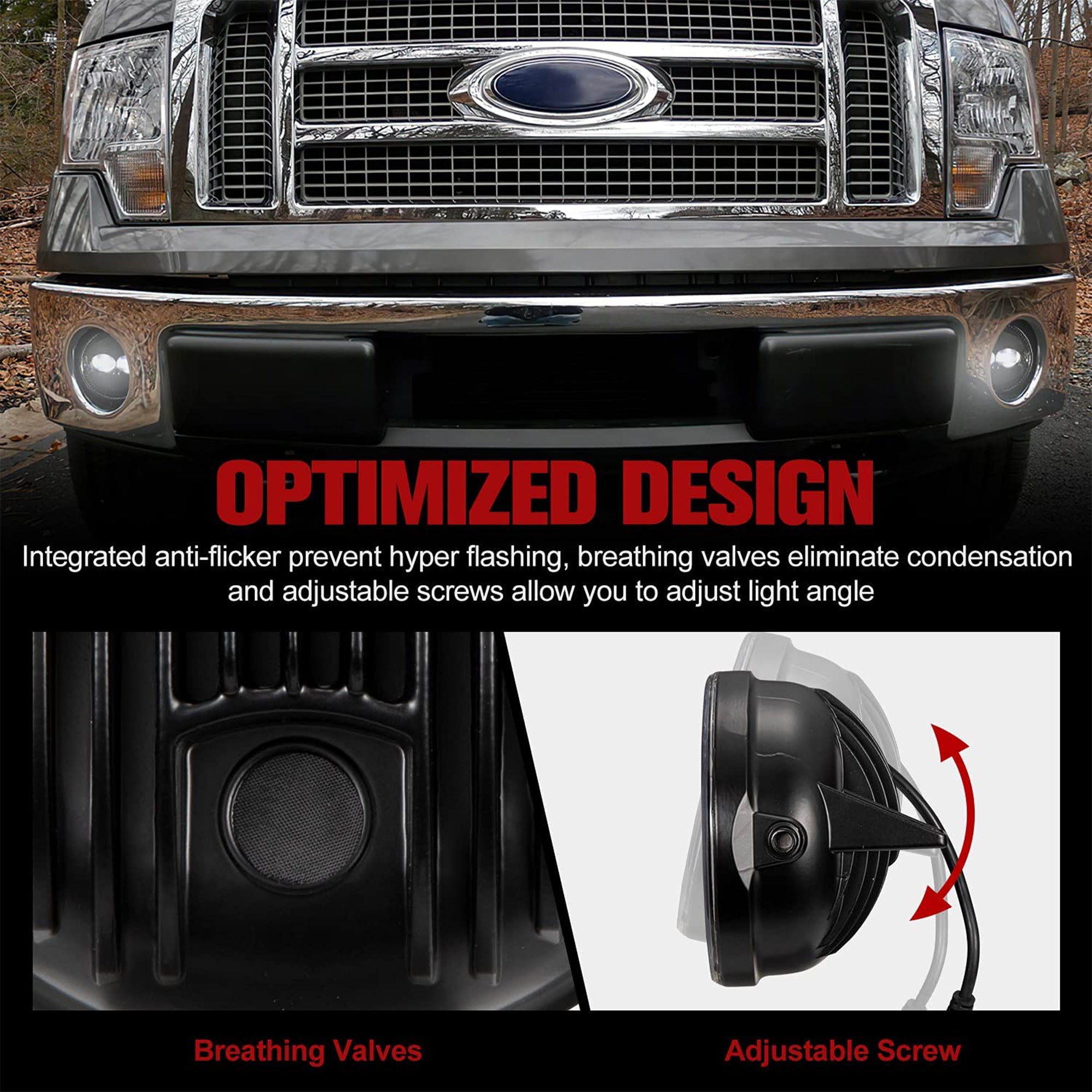 Fieryred LED Fog Light, Compatible w/11-14 Ford F150, Bumper Placement(Open Box) - VMInnovations