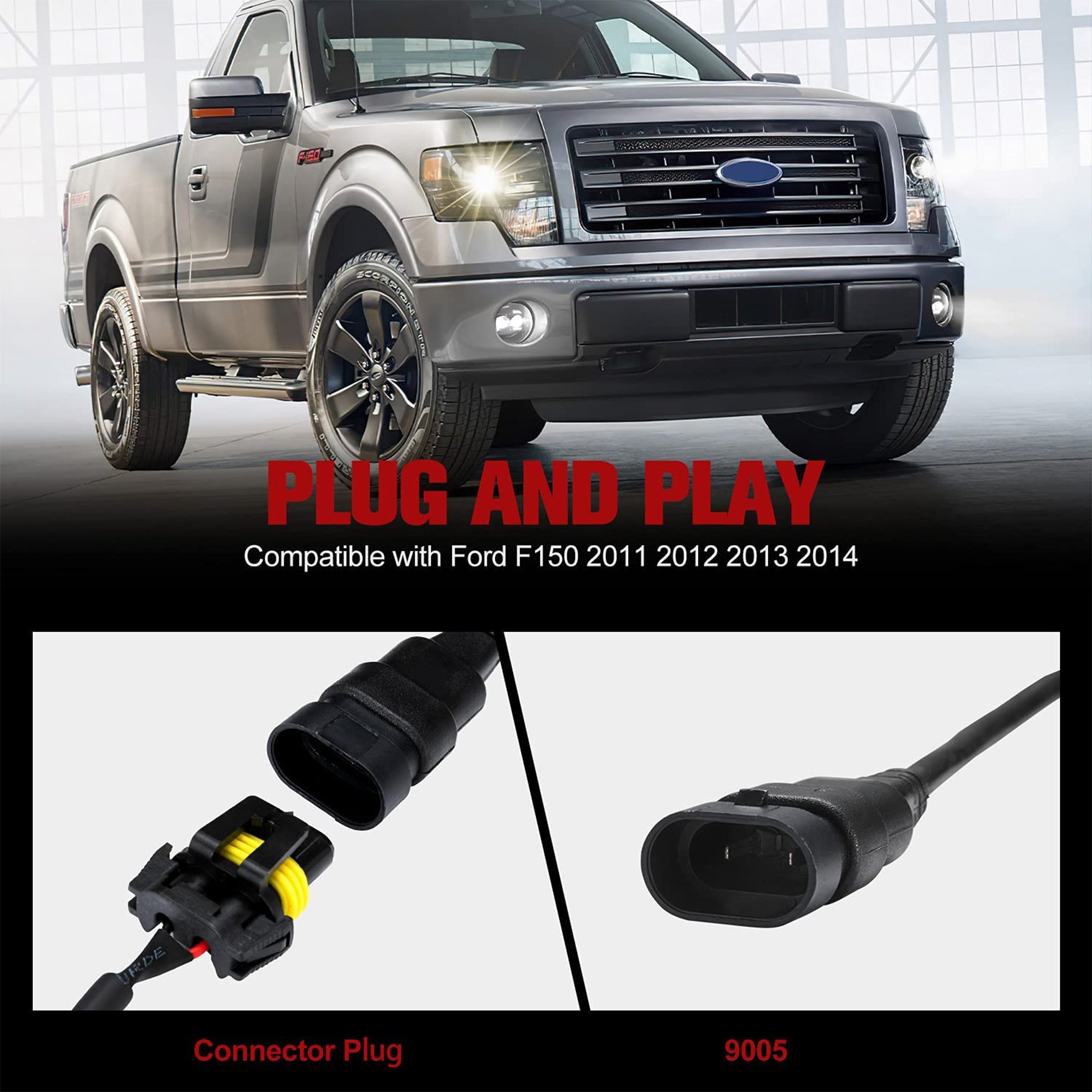 Fieryred LED Fog Light, Compatible w/11-14 Ford F150, Bumper Placement(Open Box) - VMInnovations
