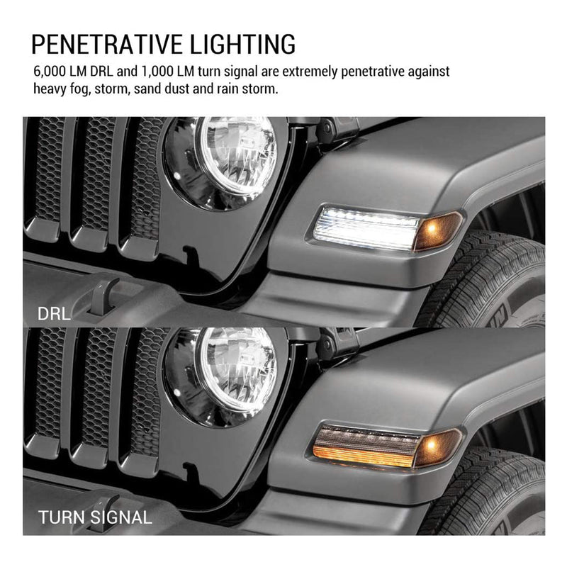 Fieryred JL LED Fender Light Kit w/ Turn Signals for 2018 to 2020 Jeep Wrangler