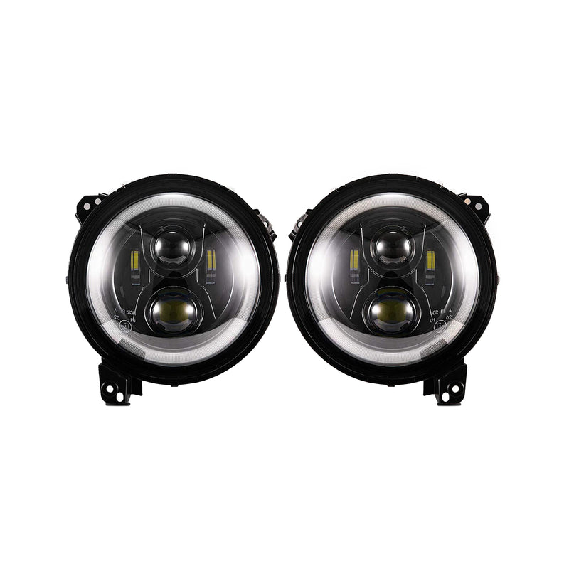 Fieryred 9" LED Halo Angel Eyes Headlights, Compatible w/ Wrangler JL 2018-2021