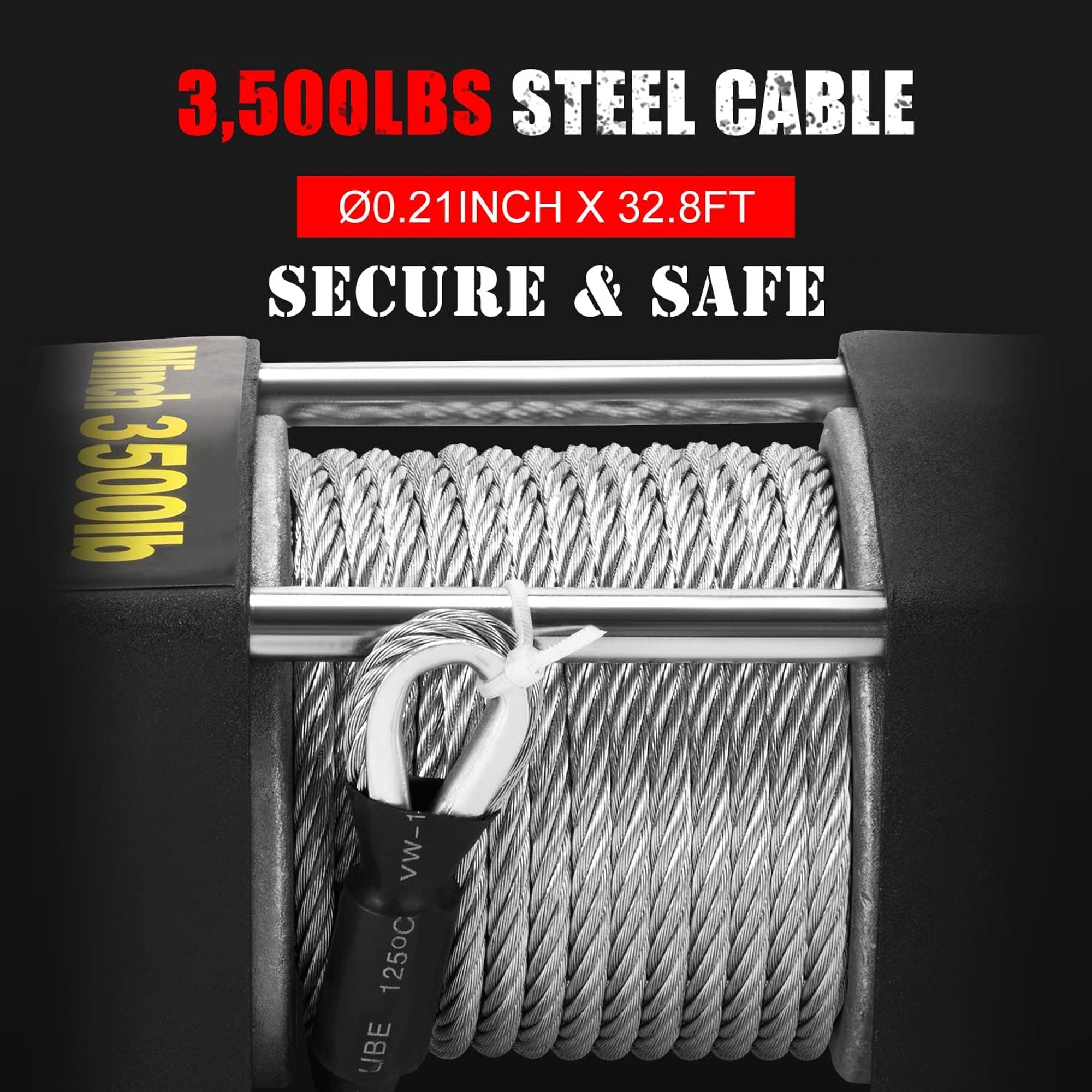 FieryRed 13000 Lb Load Capacity Electric Steel Cable Winch Kit for Truck and SUV