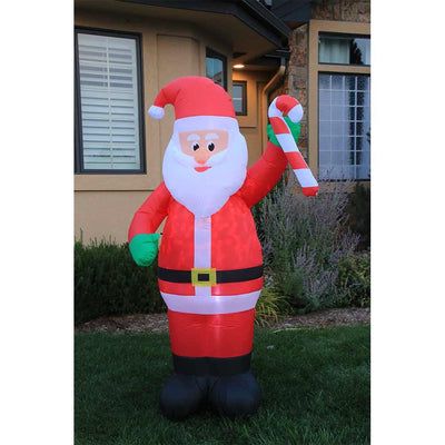 Occasions 7' Inflatable Swirling Lights Santa with Candy Cane Yard Decoration