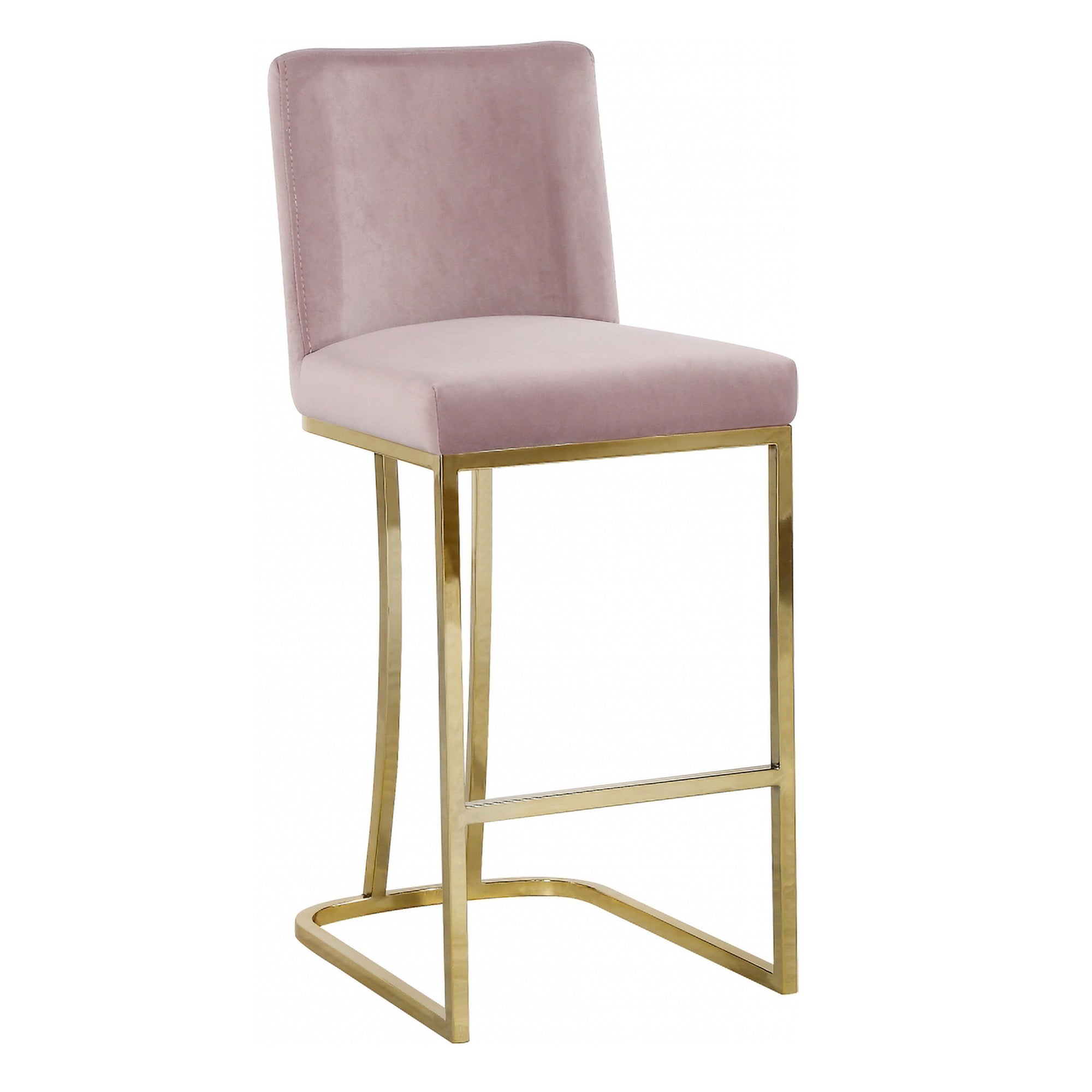 Meridian Furniture Heidi Modern Contemporary Plush Velvet Counter Stool, Pink