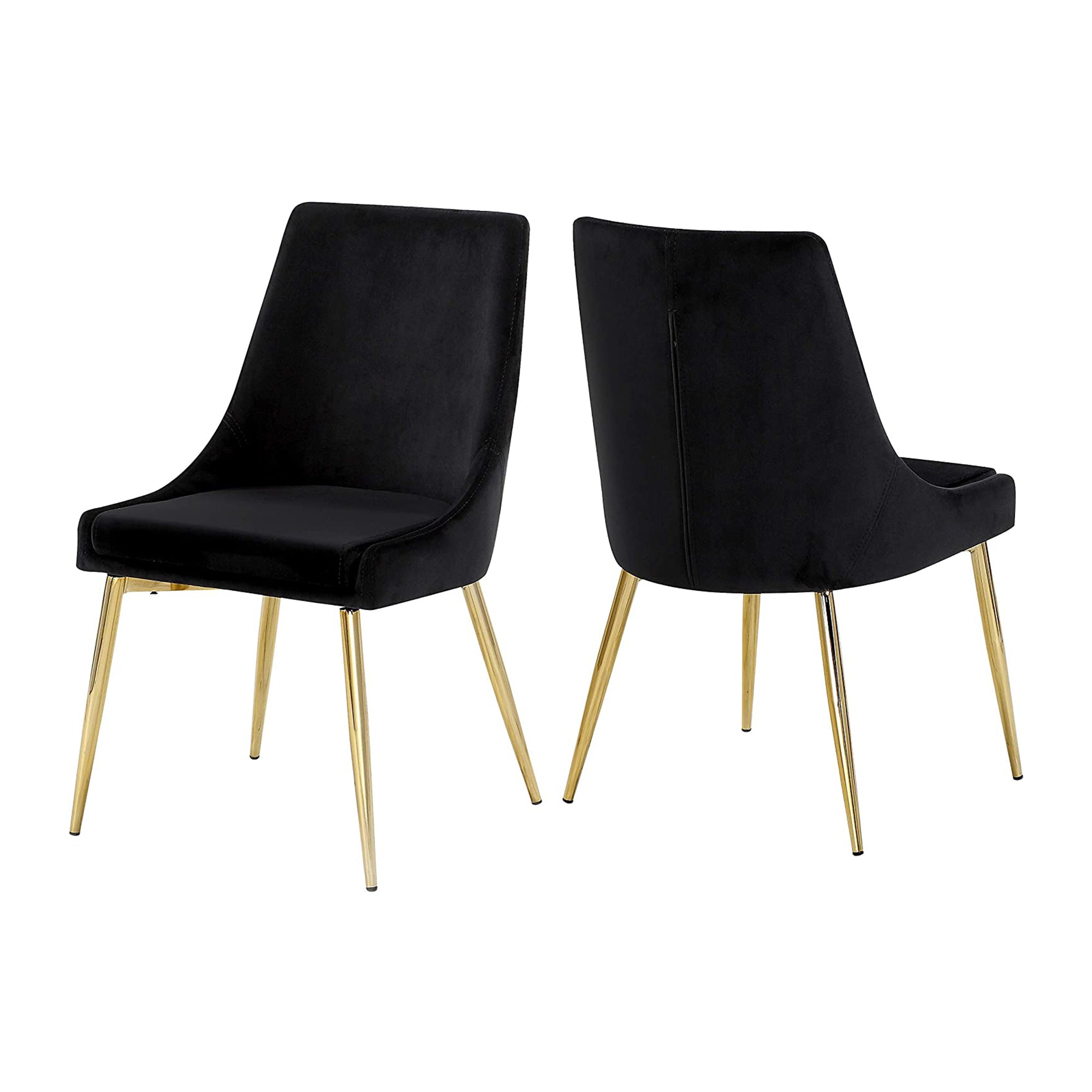 Meridian Furniture Contemporary Velvet Dining Chairs, Black (Set of 2) (Used) - VMInnovations