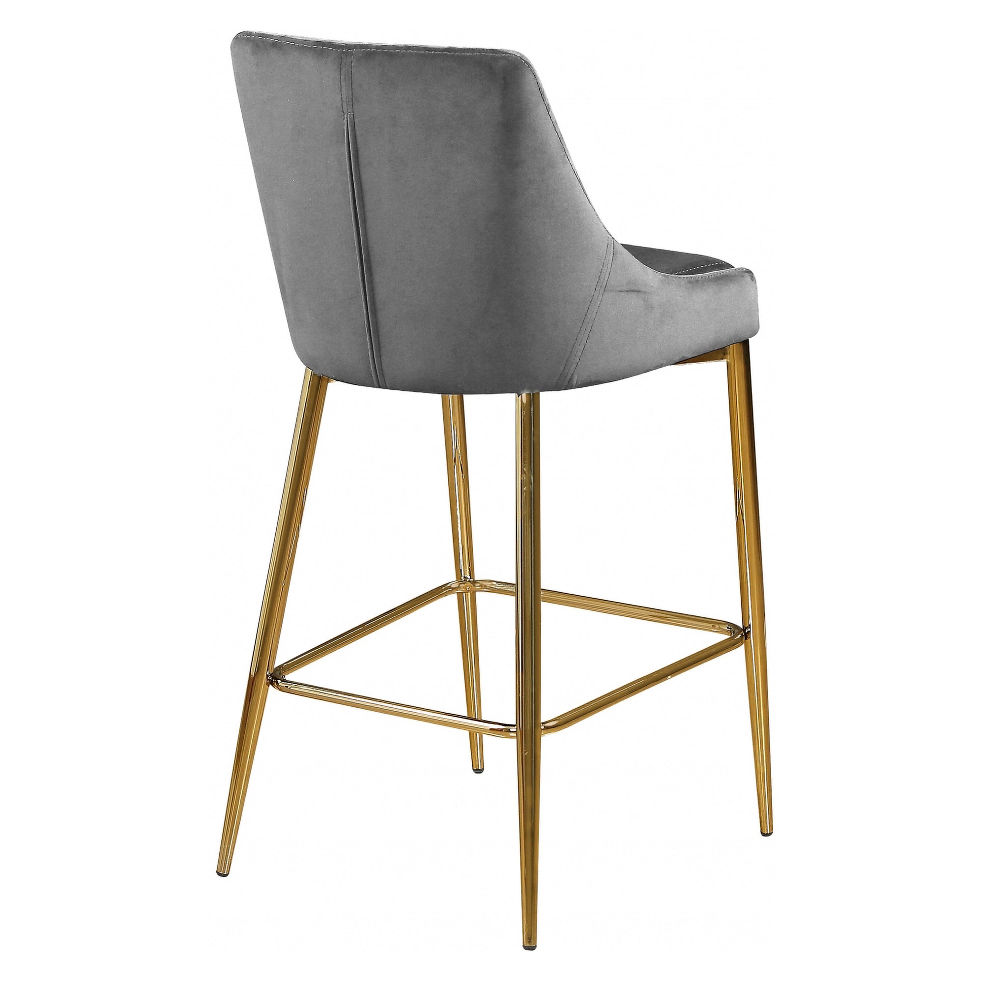 Meridian Furniture Karina Contemporary Velvet Counter Stool, Grey (Set of 2)