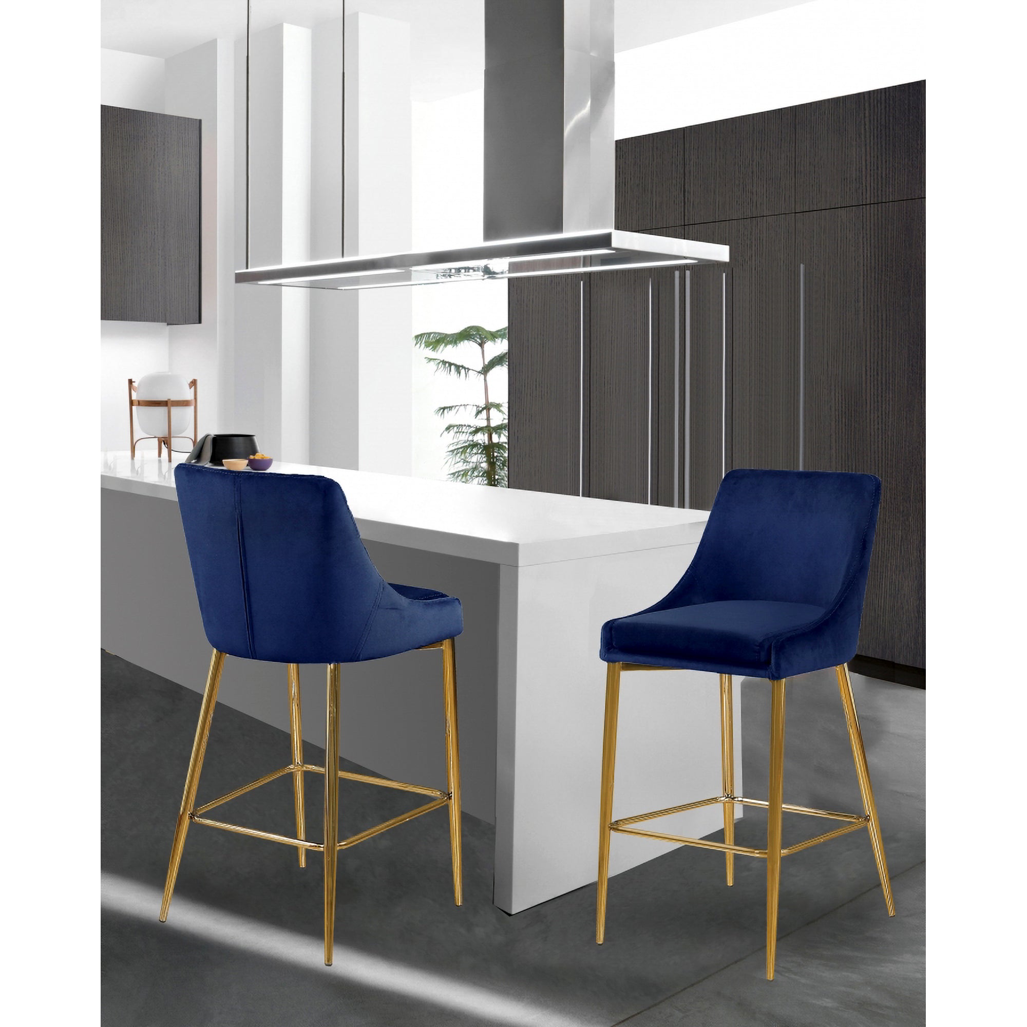 Meridian Furniture Karina Contemporary Velvet Counter Stool, Set of 2 (Open Box) - VMInnovations