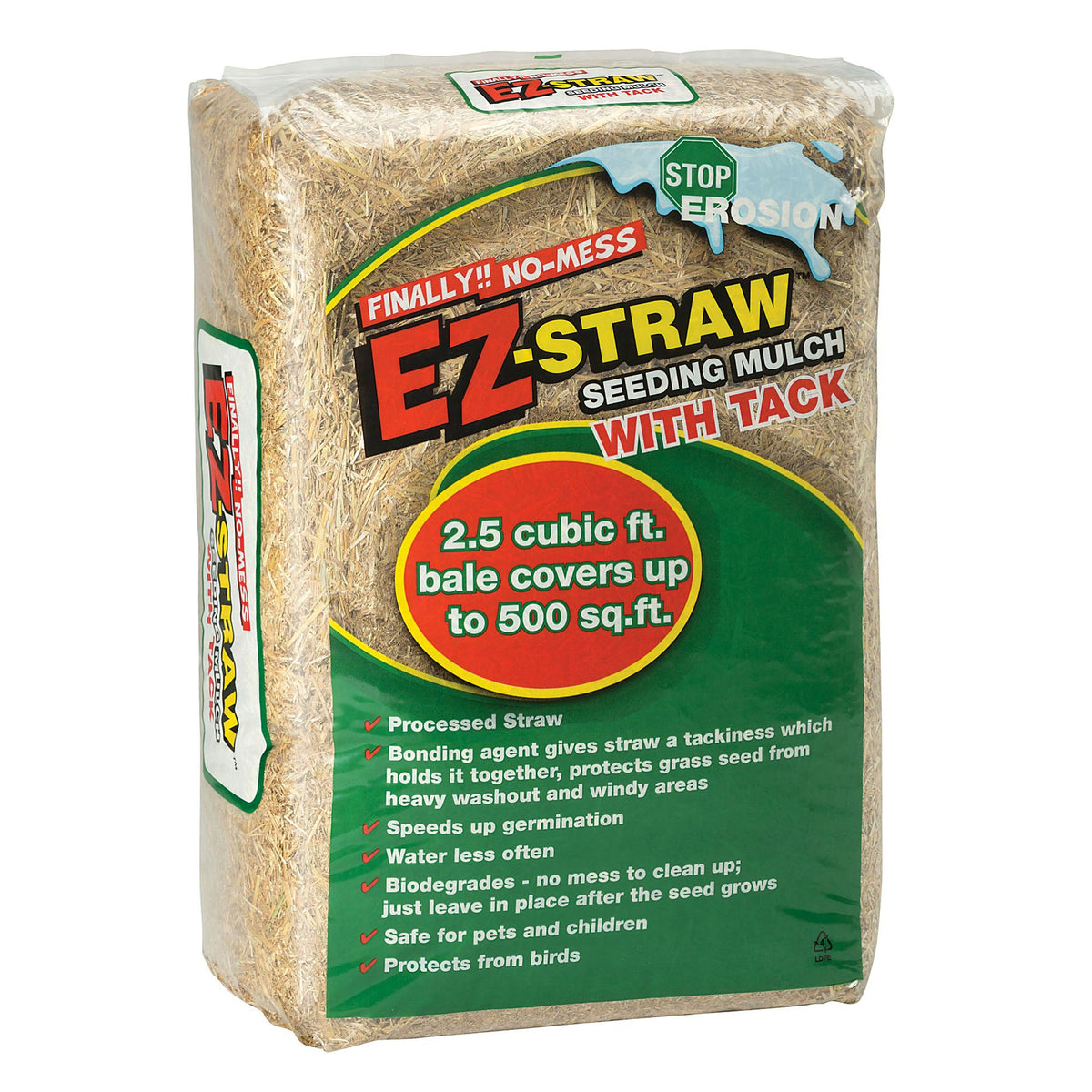 Rhino Seed EZ Straw 2.5 Cubic Feet Seeding Mulch Bale with Tack, 500 Square Feet
