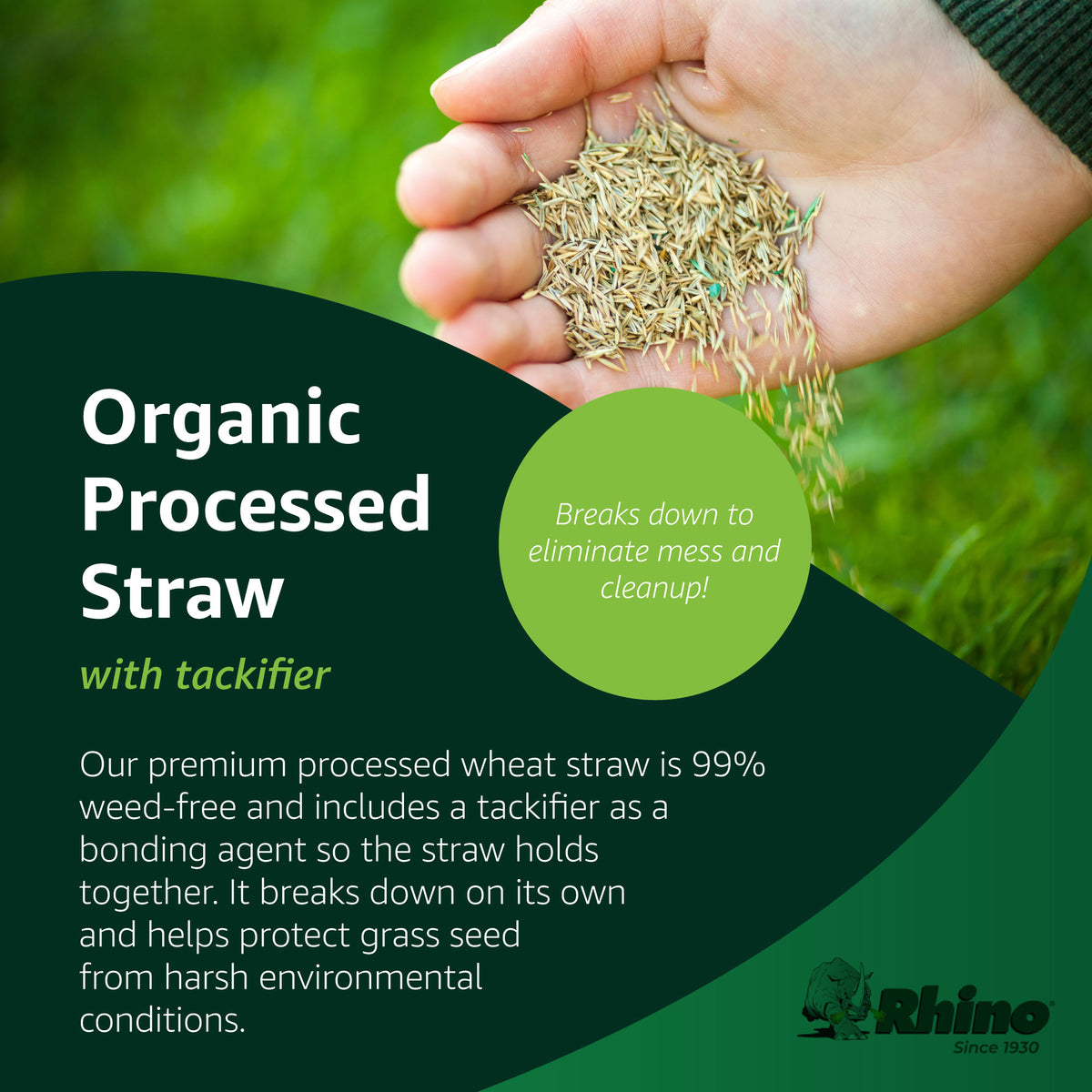 Rhino Seed EZ Straw 2.5 Cubic Feet Seeding Mulch Bale with Tack, 500 Square Feet