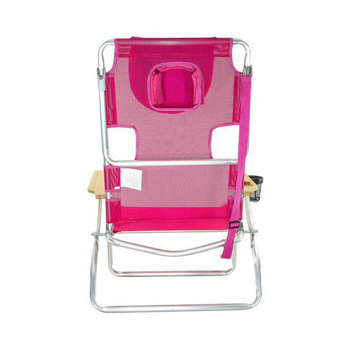 Ostrich Altitude 3N1 High Back Outdoor Beach Lounge Chair with Footrest, Pink - VMInnovations