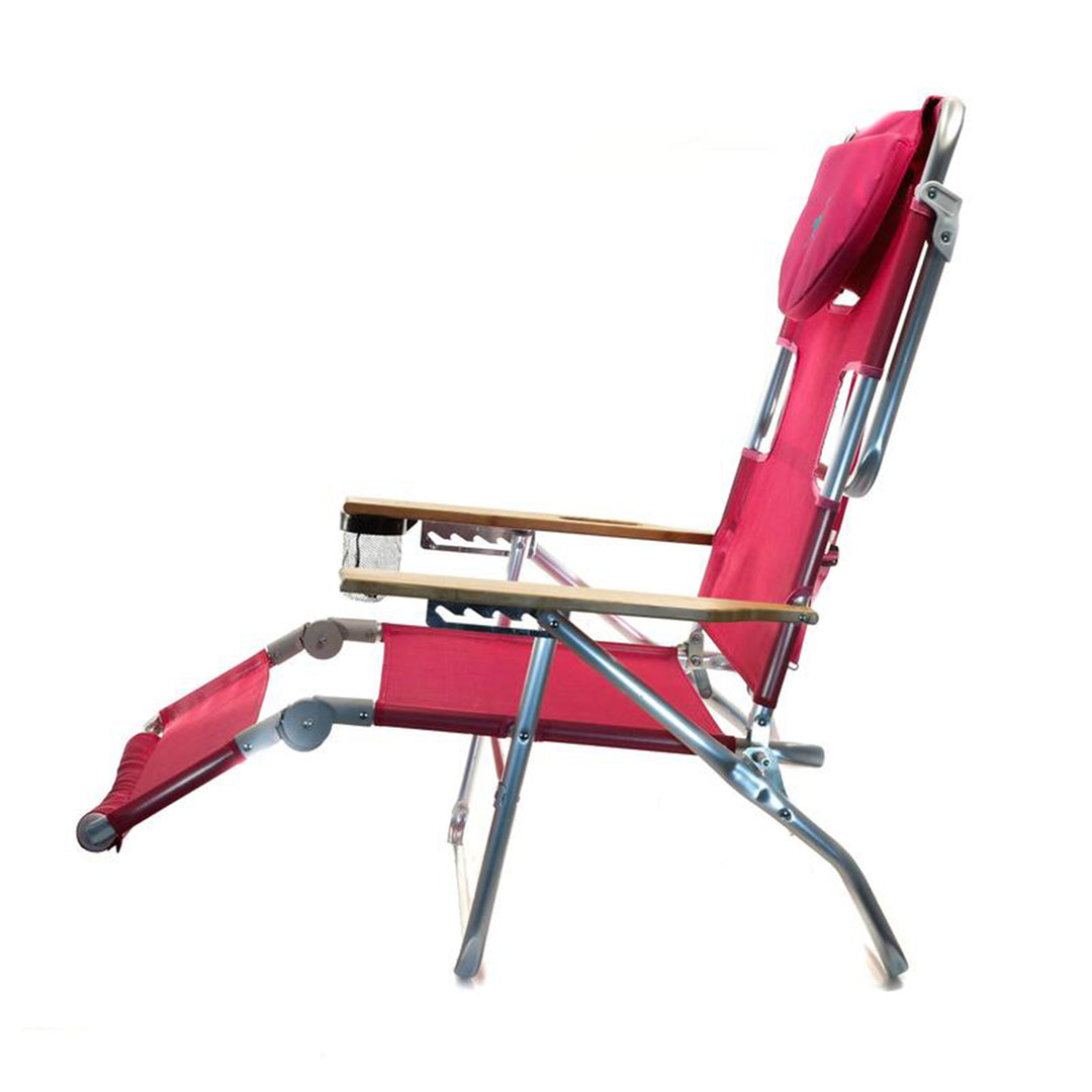 Ostrich Altitude 3N1 High Back Outdoor Beach Lounge Chair with Footrest, Pink - VMInnovations