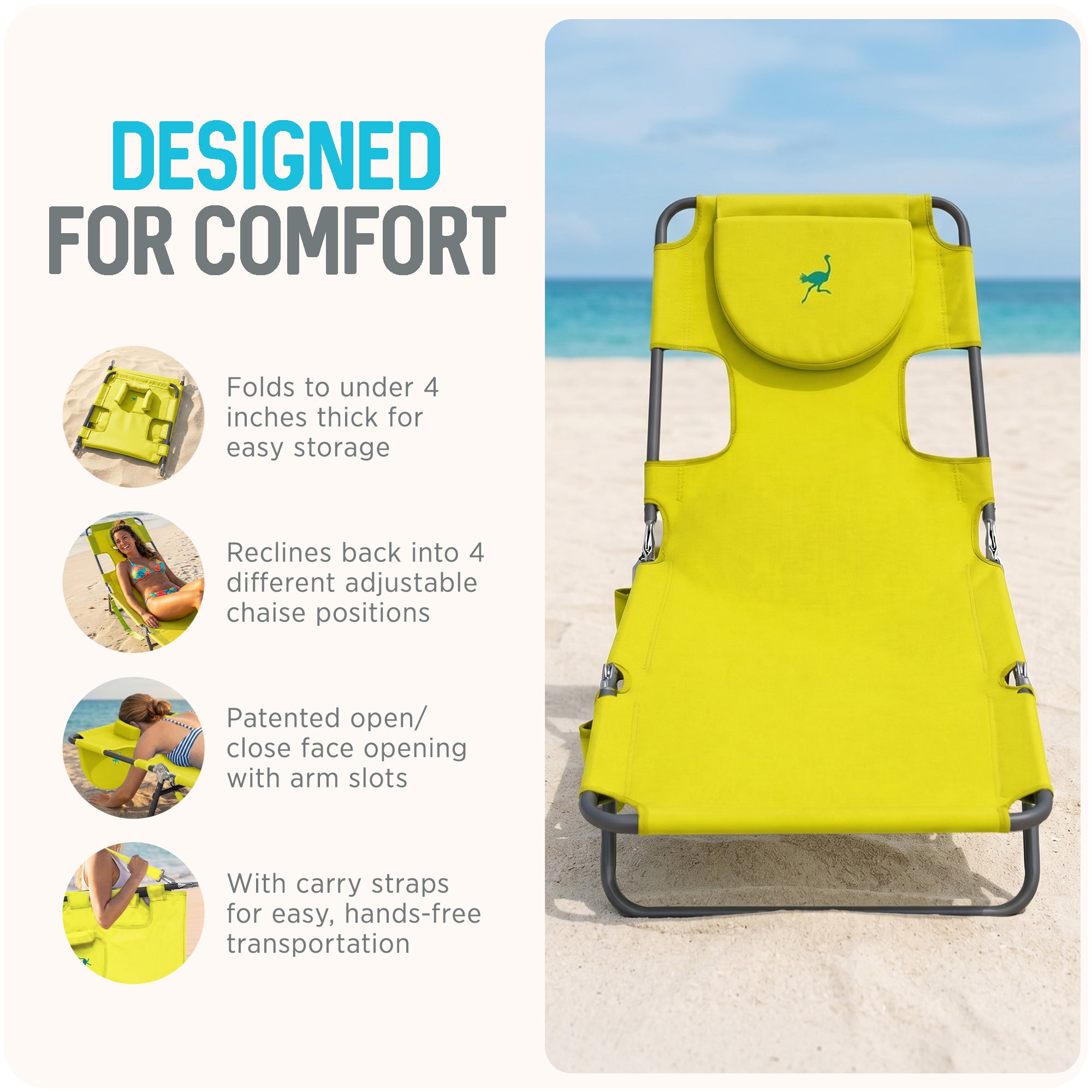 Ostrich Chaise Lounge Folding Portable Pool Beach Chair (For Parts) - VMInnovations