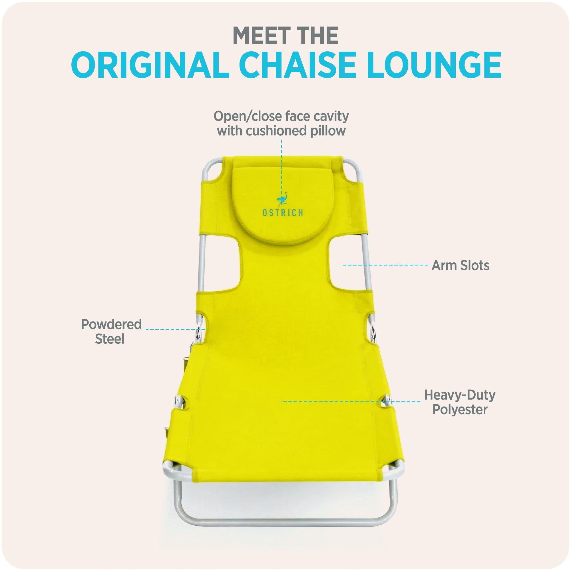 Ostrich The Original Chaise Lounge Portable Beach Chair & Custom Fitted Towel