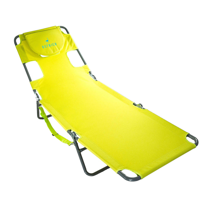 Ostrich Chaise Lounge, Facedown Beach Camping Pool Tanning Chair, Lime Green - VMInnovations
