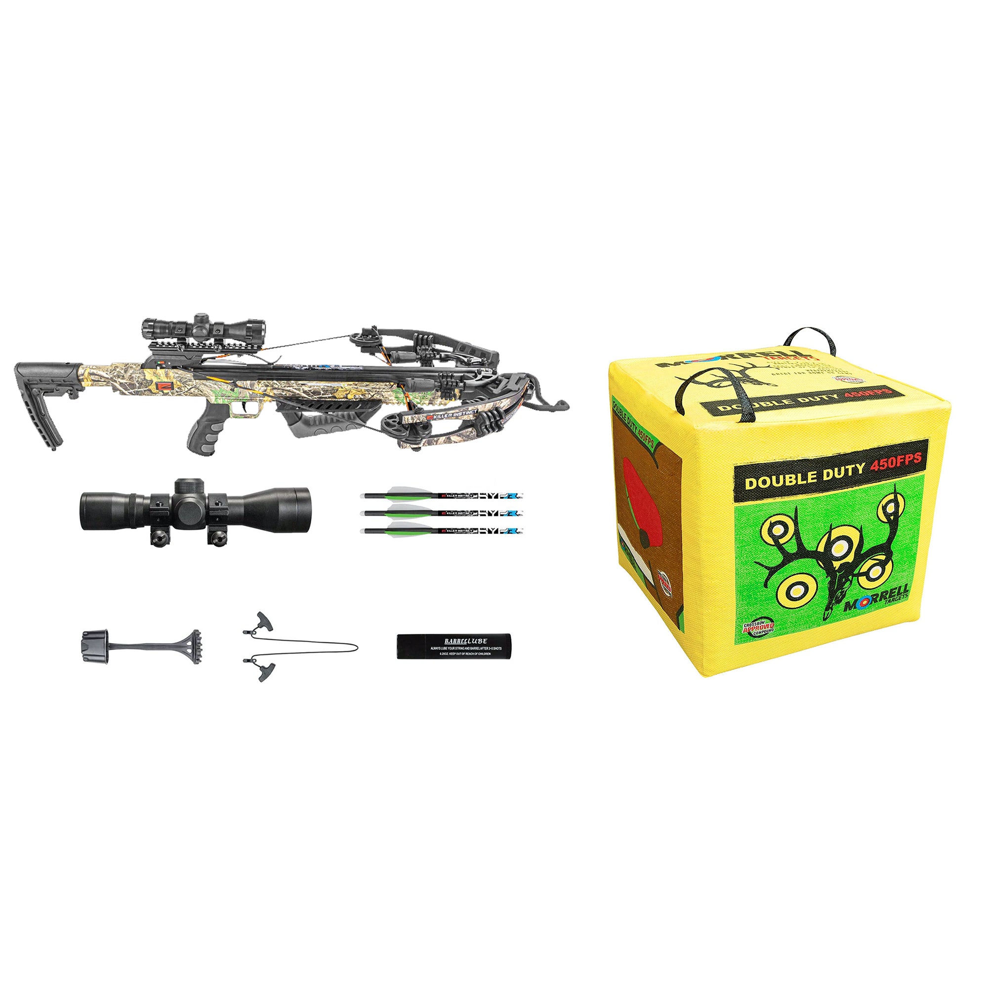 Killer Instinct Burner 415 Crossbow w/ 3 Bolts & Morrell Double Duty Cube Target
