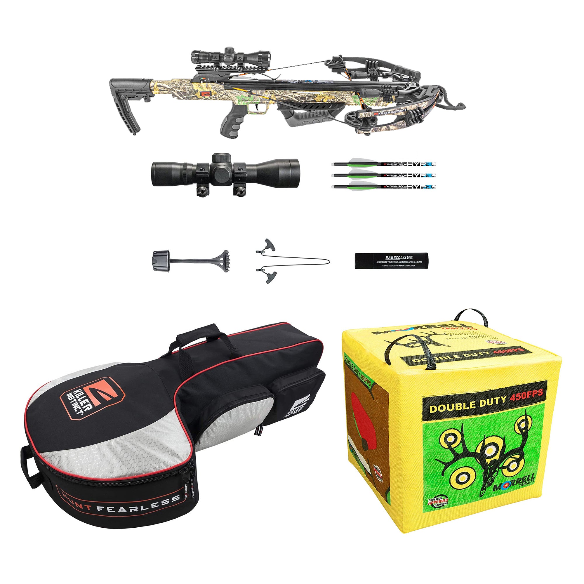 Killer Instinct Burner 415 Crossbow w/ Bolts, Case, & Morrell Double Cube Target