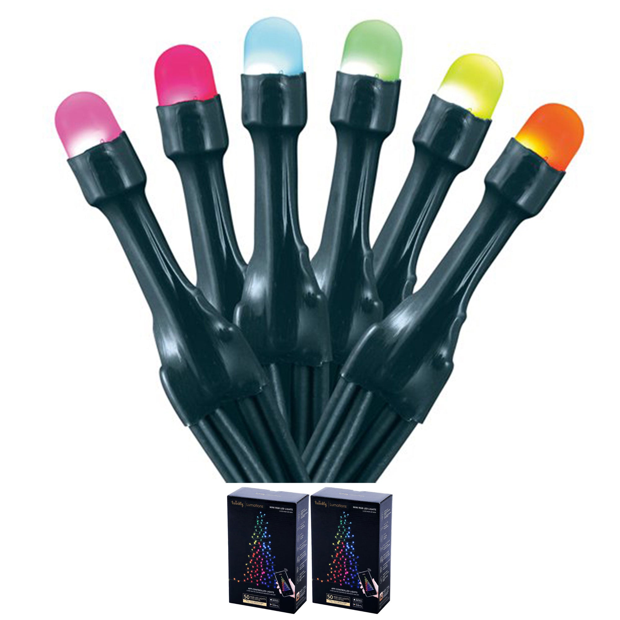 Home Heritage 16.3' Wrapped Dome Holiday Lights, App Control, 50 RGB LEDs,2 Pack - VMInnovations