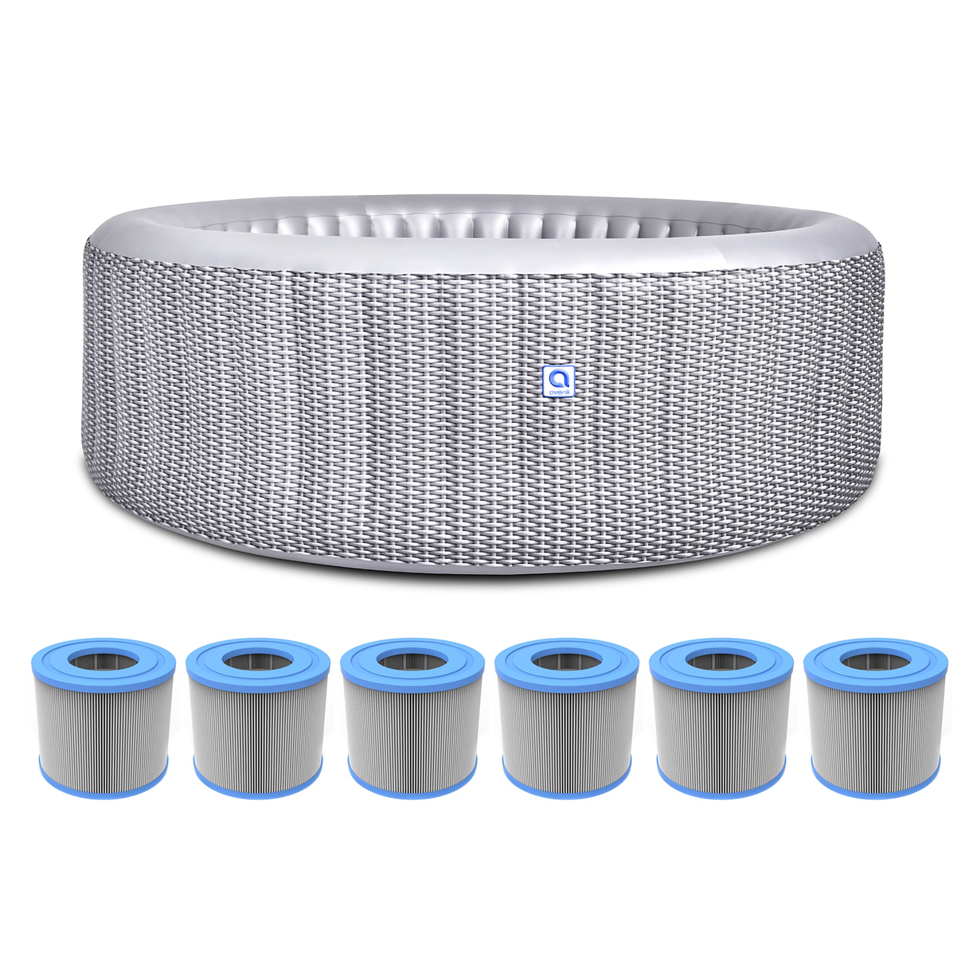 JLeisure Avenli 53" Inflatable Round Spa & High Flow Filter Cartridge (6 Pack) - VMInnovations
