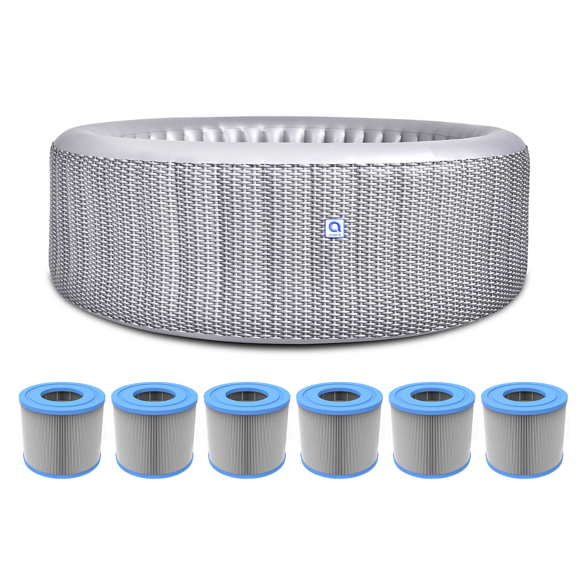 JLeisure Avenli 53" Inflatable Round Spa & High Flow Filter Cartridge (6 Pack)