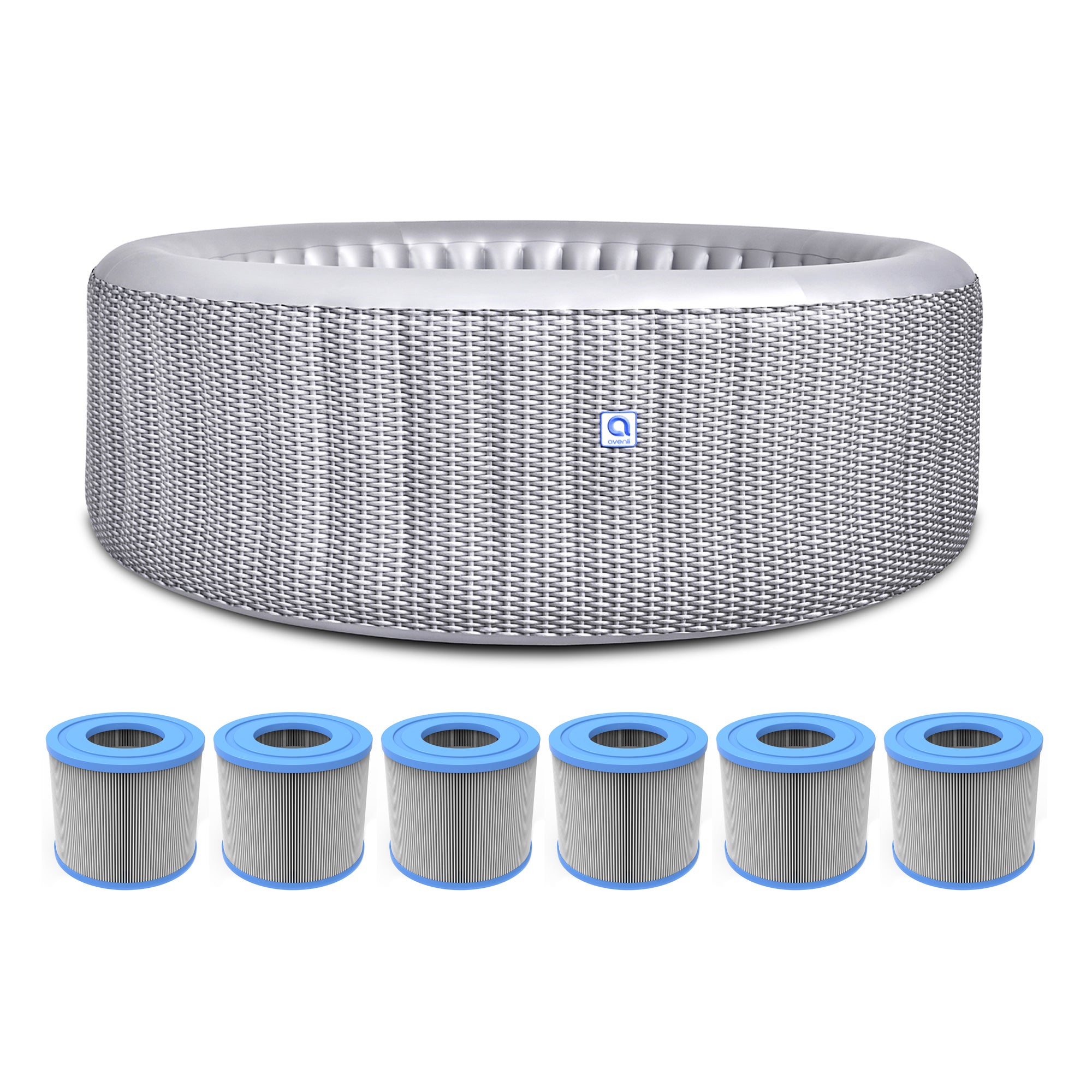JLeisure Avenli 63" Inflatable Round Spa & High Flow Filter Cartridge (6 Pack) - VMInnovations
