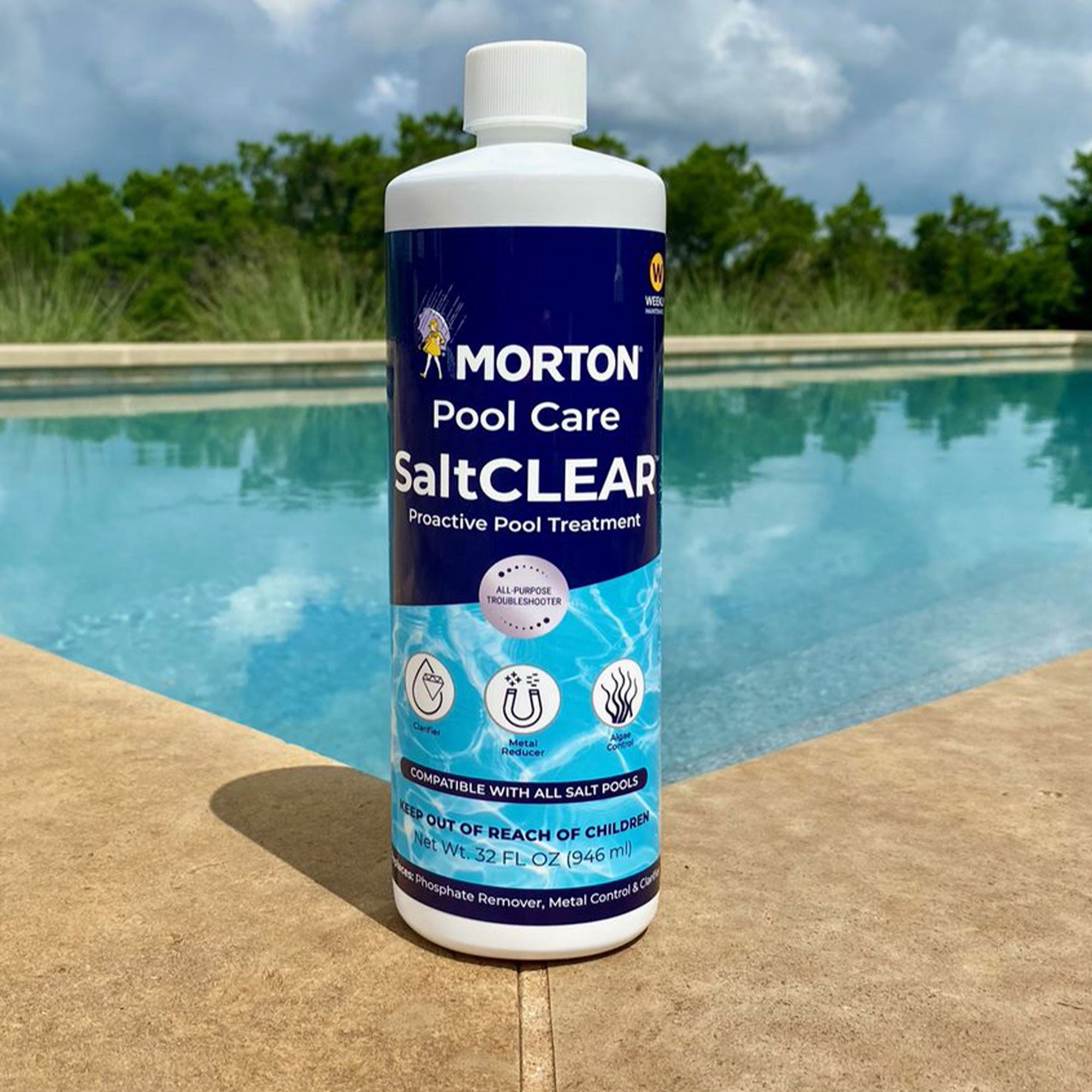 Morton Pool Care SaltCLEAR Salt Water Pool Proactive Treatment, 32 Ounce, 2 Pack