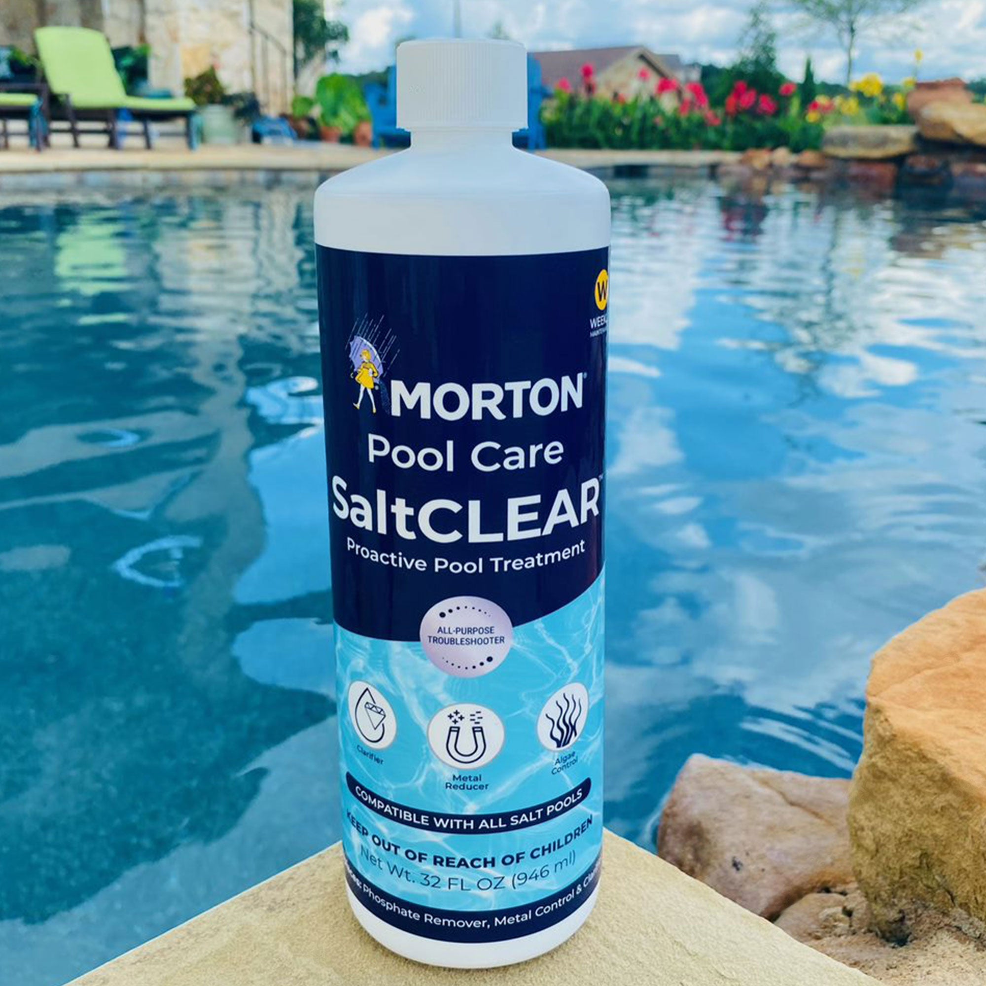 Morton Pool Care SaltCLEAR Salt Water Pool Proactive Treatment, 32 Ounce, 2 Pack