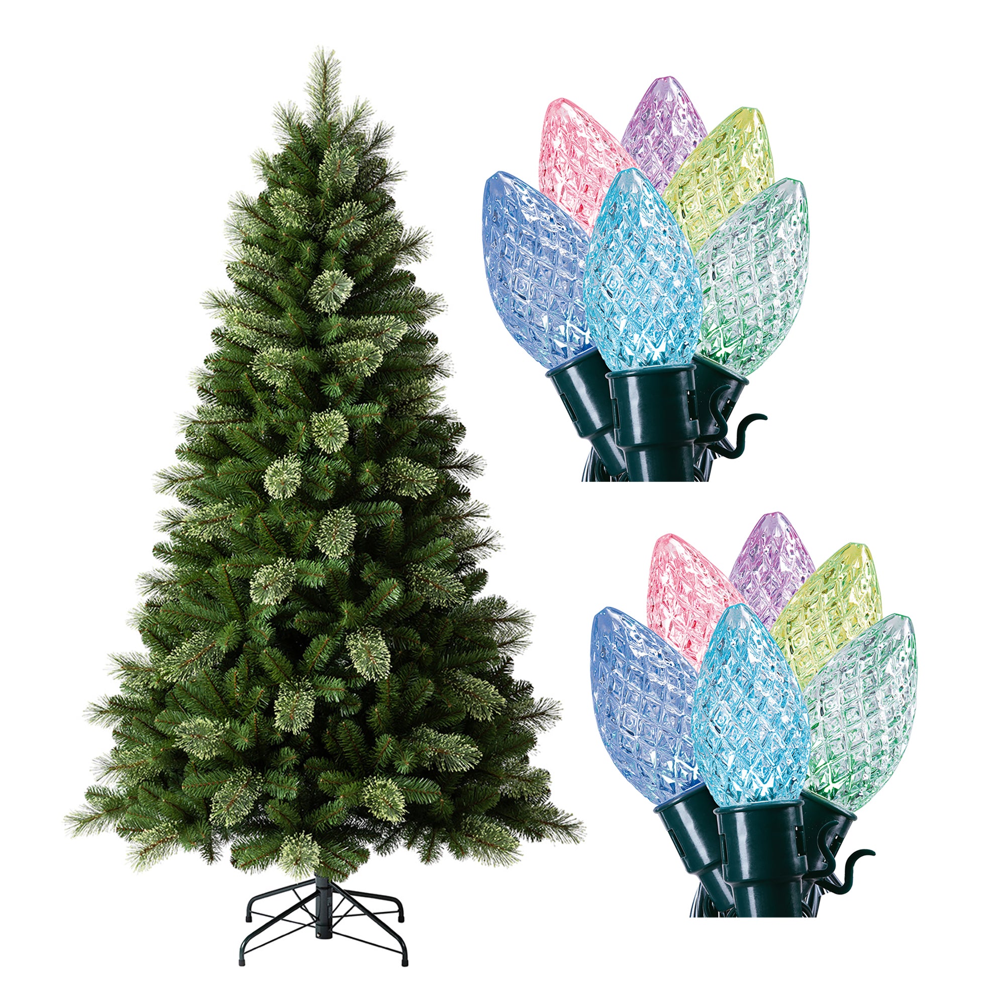 Home Heritage 7' Cascade Cashmere Pine Tree w/ Twinkly App Controlled RGB Lights