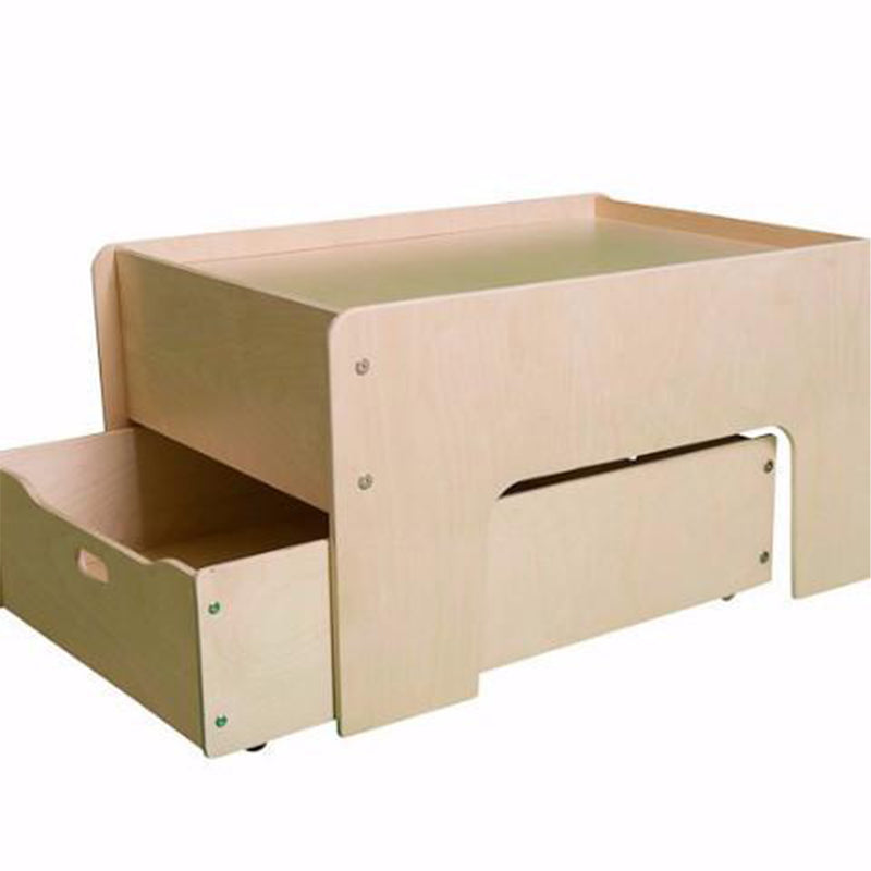 Little Colorado 03132NA Wood Kids Half Play Table and Storage Drawer, Natural