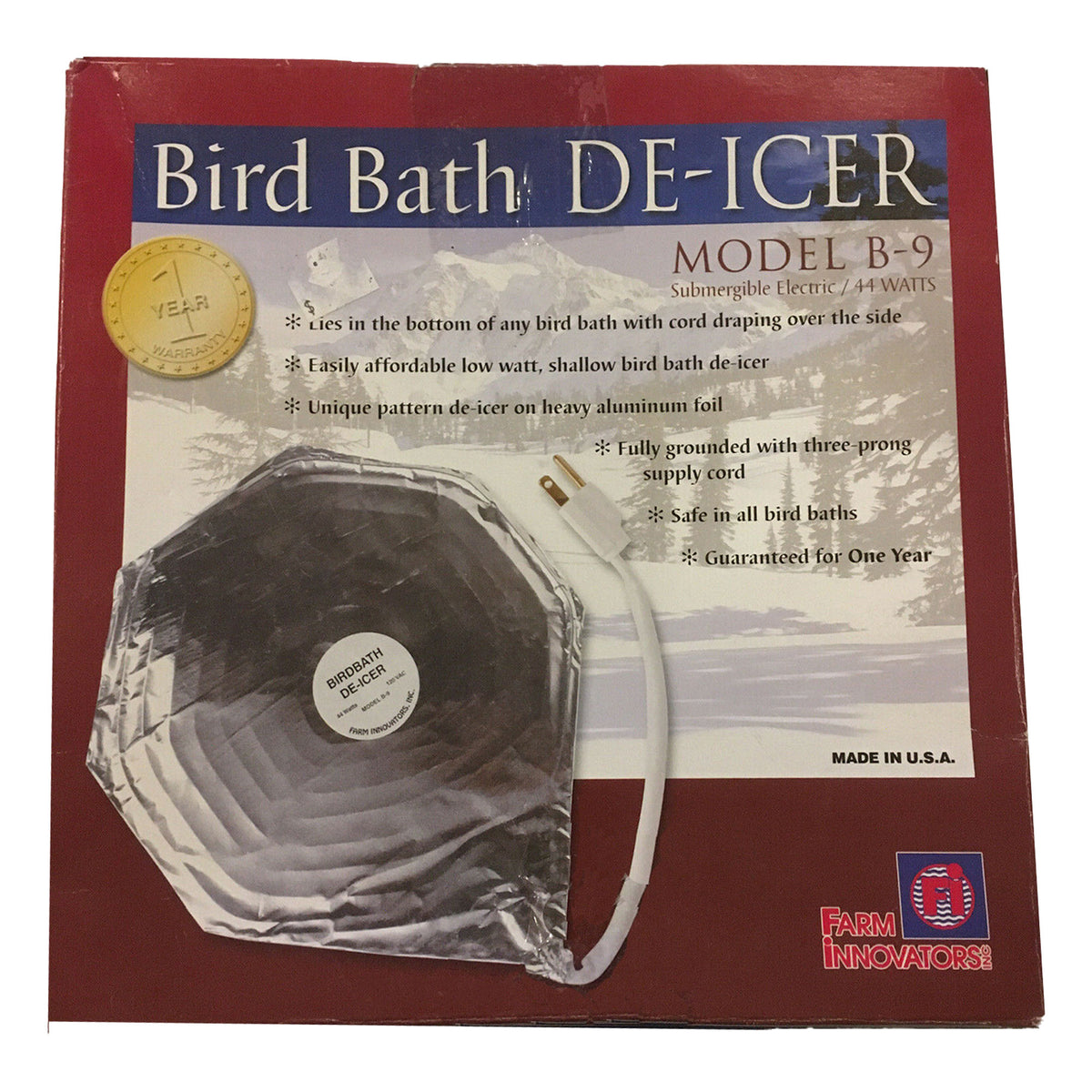 Farm Innovators 44W Economical Submersible Heated Shallow Bird Bath DeIcer, 3 Pk