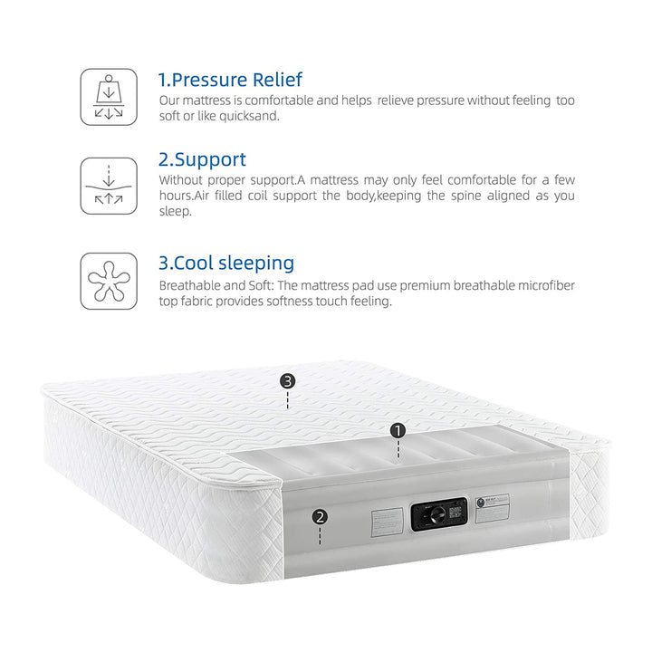 BIKAHOM Bi-Comfer 14 Inch Inflatable Mattress with Built In Air Pump, Full Size - VMInnovations
