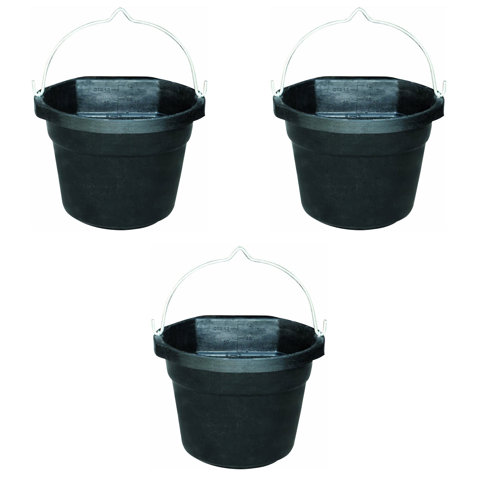Farm Innovators FB 80R Rubber 3 Gallon Flat Back Heated Bucket 70 Watt (3 Pack) - VMInnovations