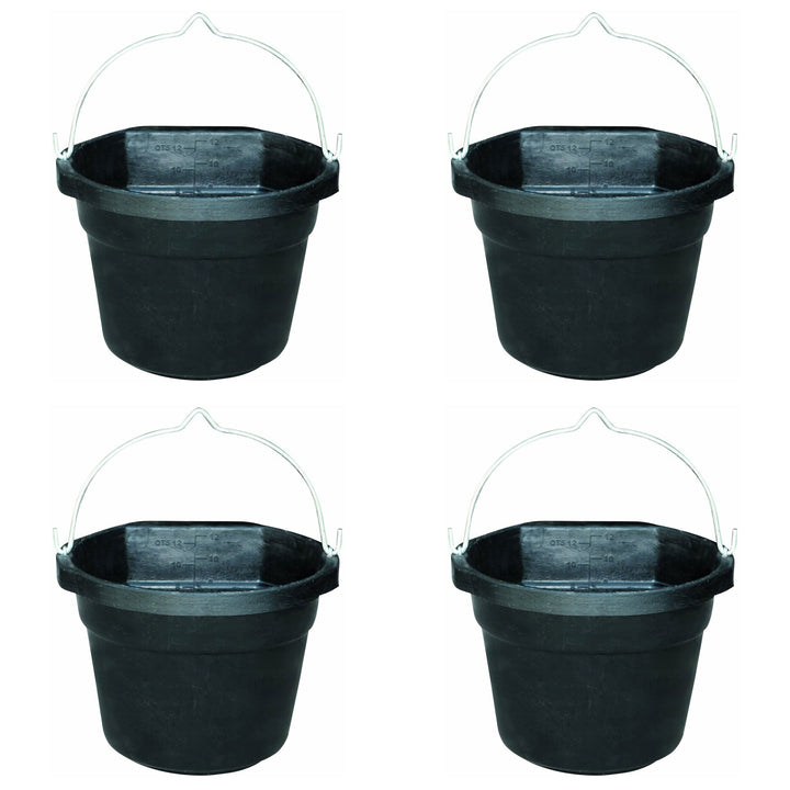Farm Innovators FB 80R Rubber 3 Gallon Flat Back Heated Bucket 70 Watt (4 Pack) - VMInnovations