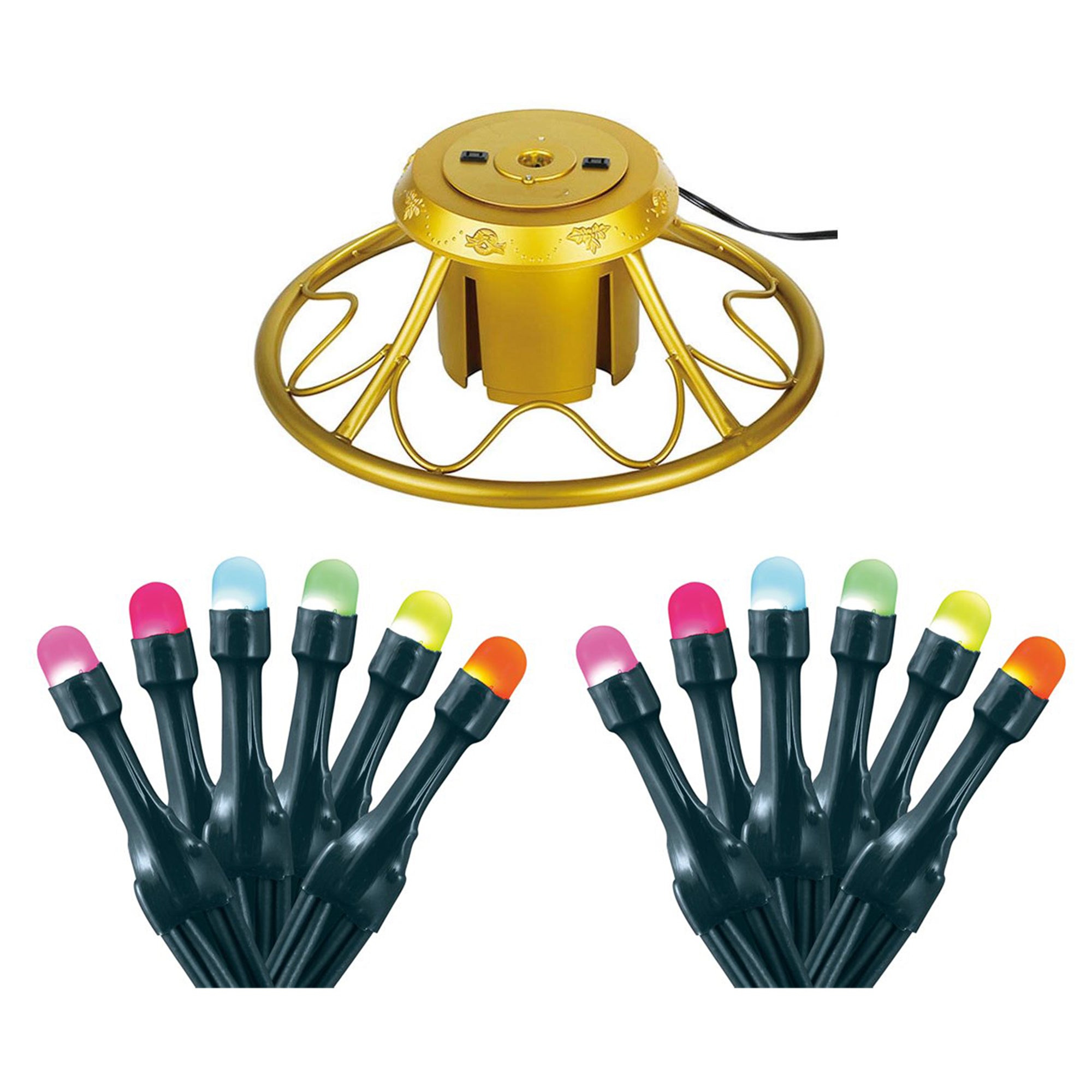 Home Heritage Rotating Christmas Tree Stand w/ Twinkly App Controlled RGB Lights