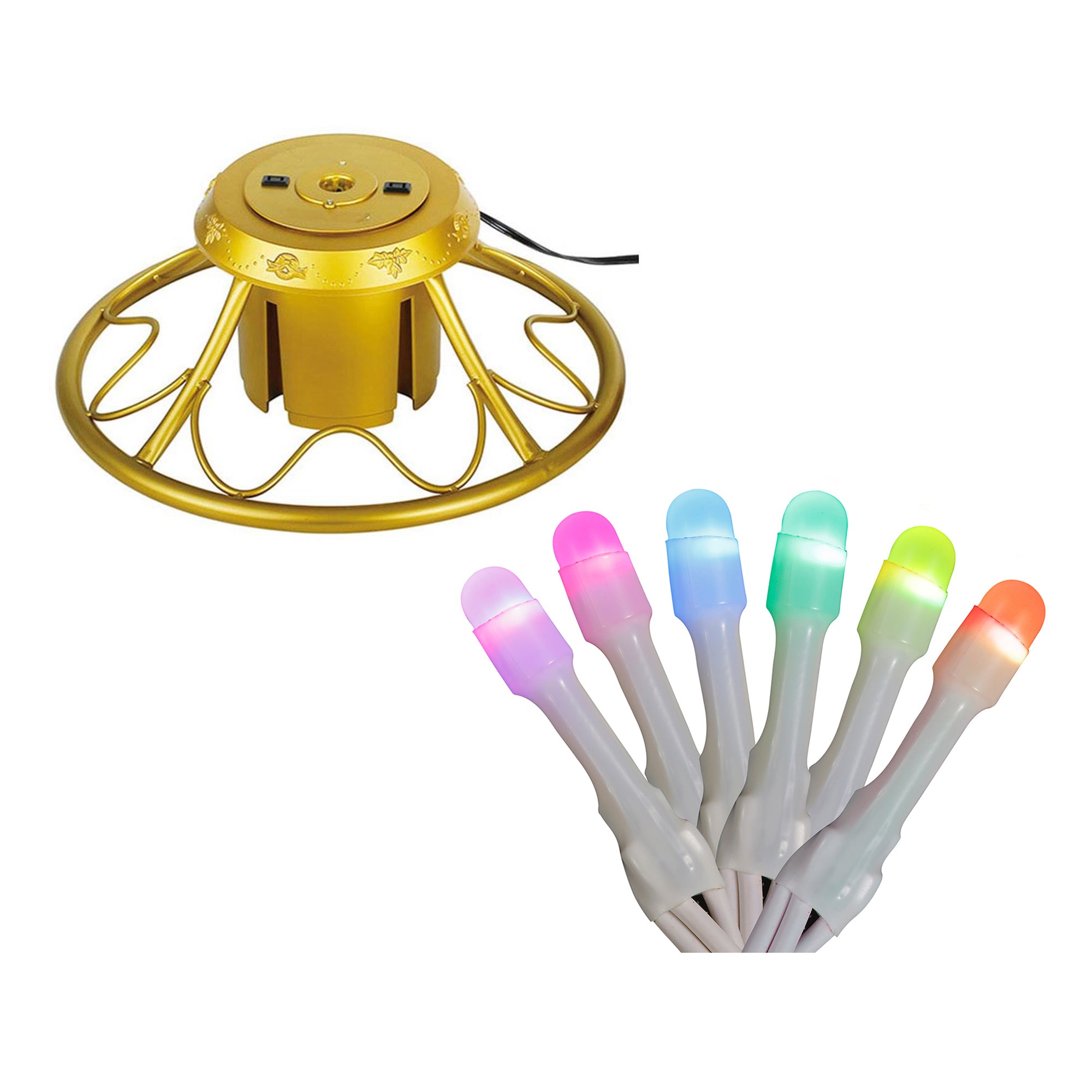 Home Heritage Rotating Christmas Tree Stand w/ Twinkly App Controlled RGB Lights