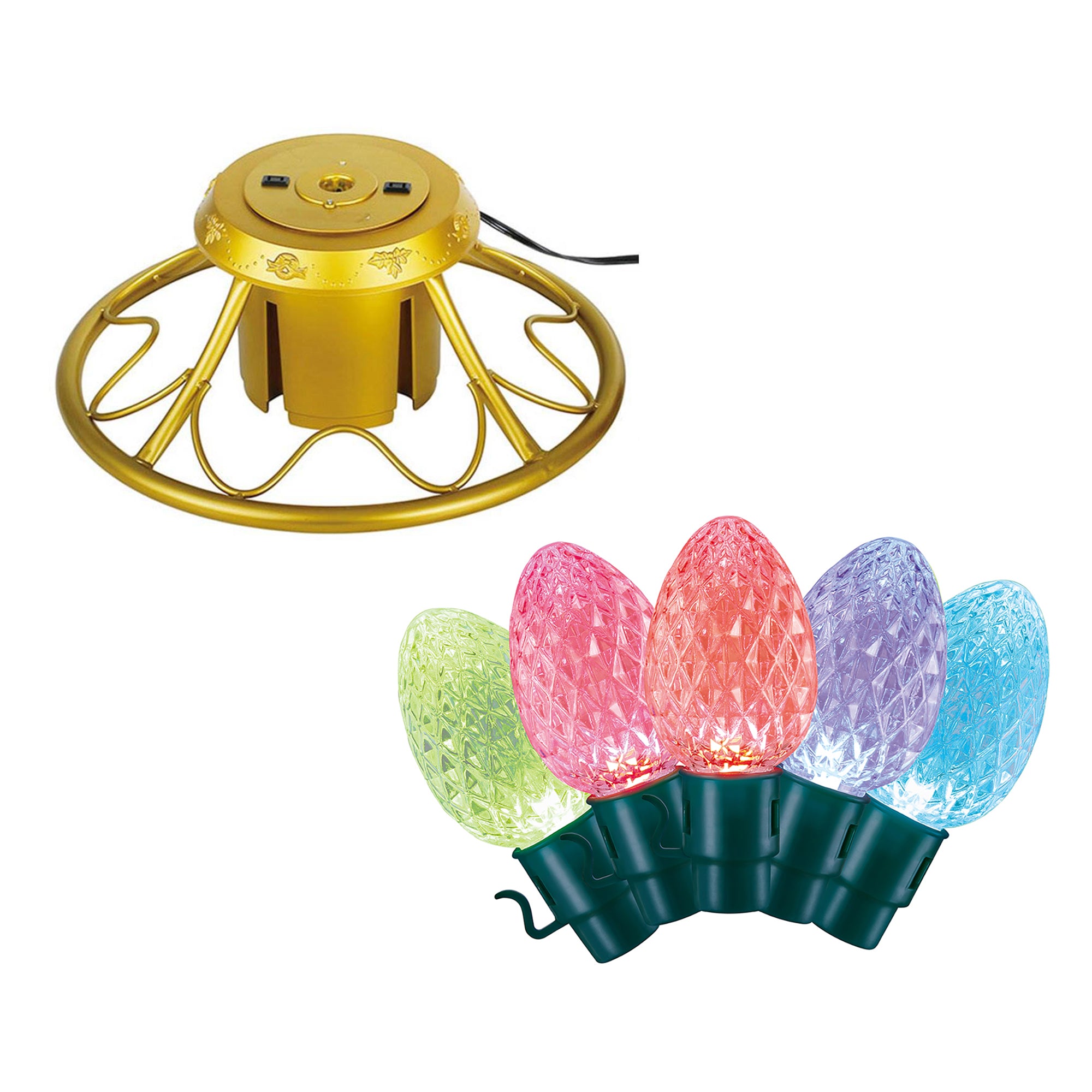 Home Heritage Rotating Christmas Tree Stand w/ Twinkly App Controlled RGB Lights