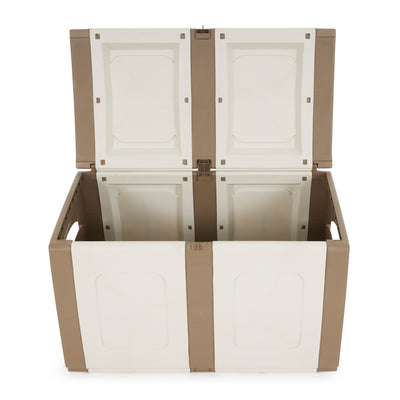 Homeplast Regular 52.83 Gallon Capacity Plastic Storage Trunk, Beige/White