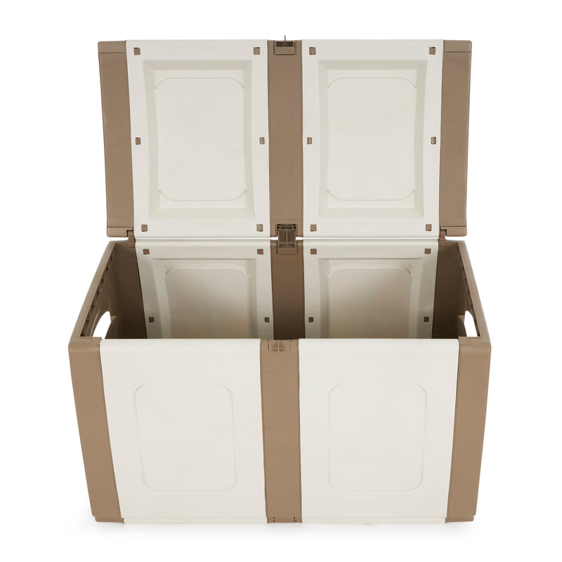 Homeplast Regular 52.83 Gallon Capacity Plastic Storage Trunk, Beige/White